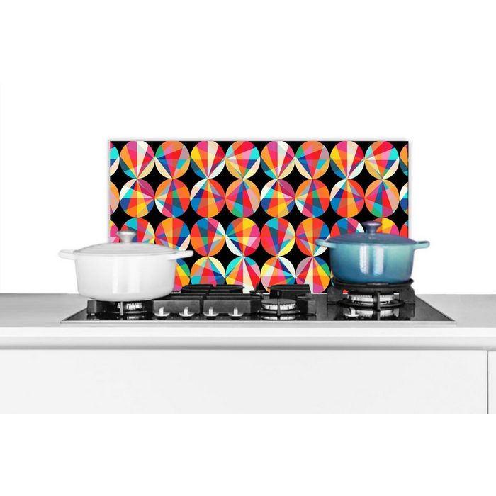 MuchoWow Küchenrückwand Regenbogen - Kreise - Muster (1-tlg) Wandschutz gegen Fett und Schmutzflecken für Küchen