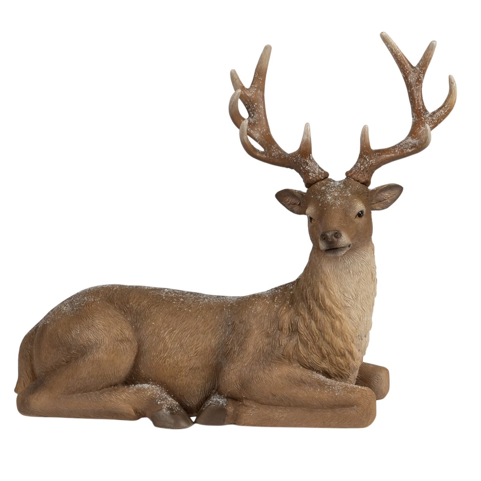 formano Dekofigur Hirsch Dekofigur Kunststein handbemalt 42cm Geweih und Naturfarben