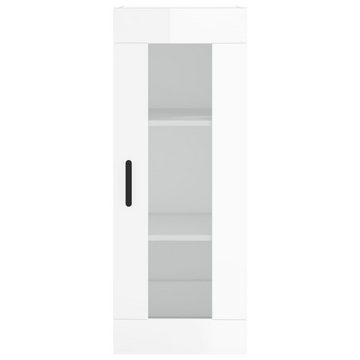 vidaXL Kleiderschrank Highboard Hochglanz-Weiß 34,5x34x180 cm Holzwerkstoff Glas Vitrine