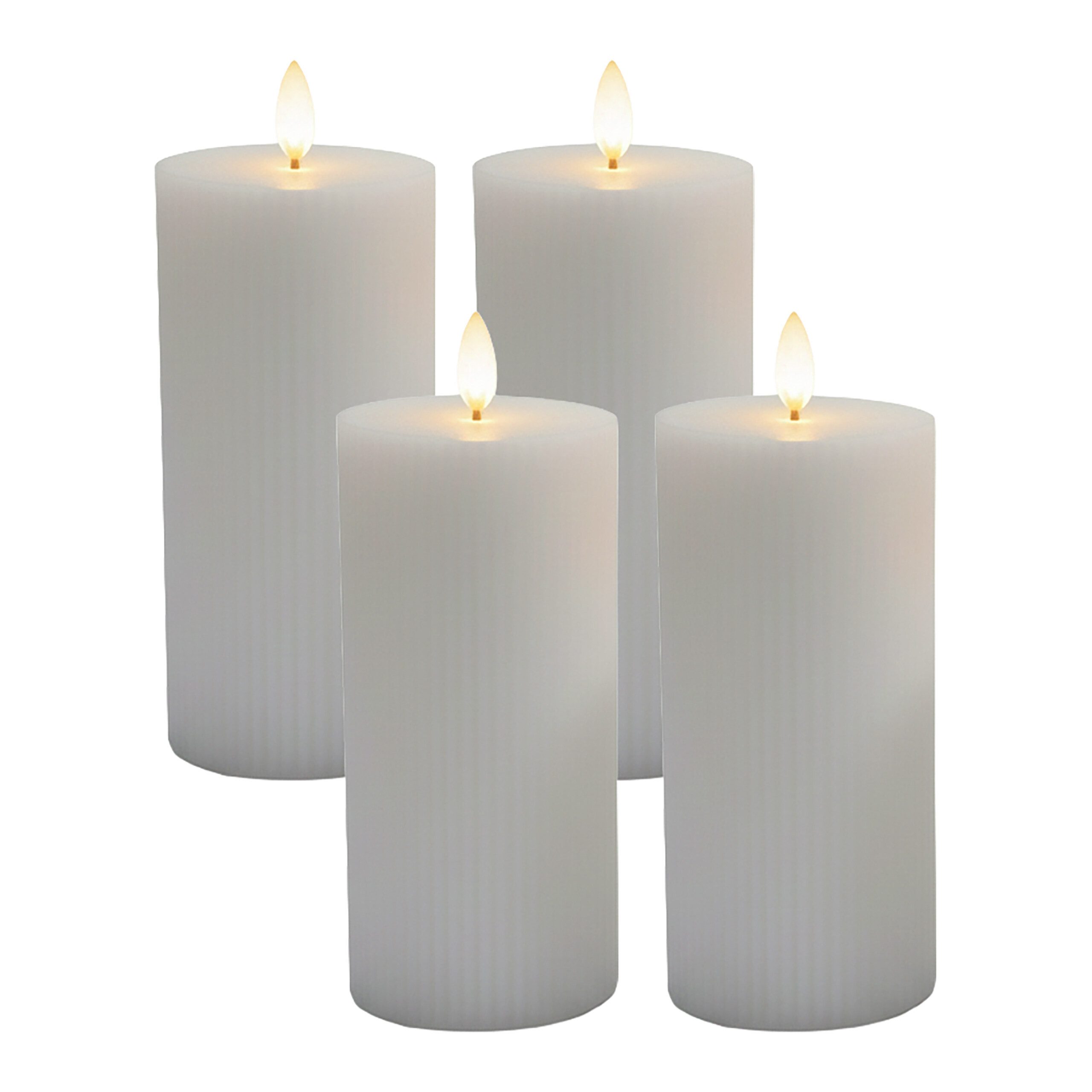relaxdays LED-Kerze 4er Set 18 cm, Hellgrau