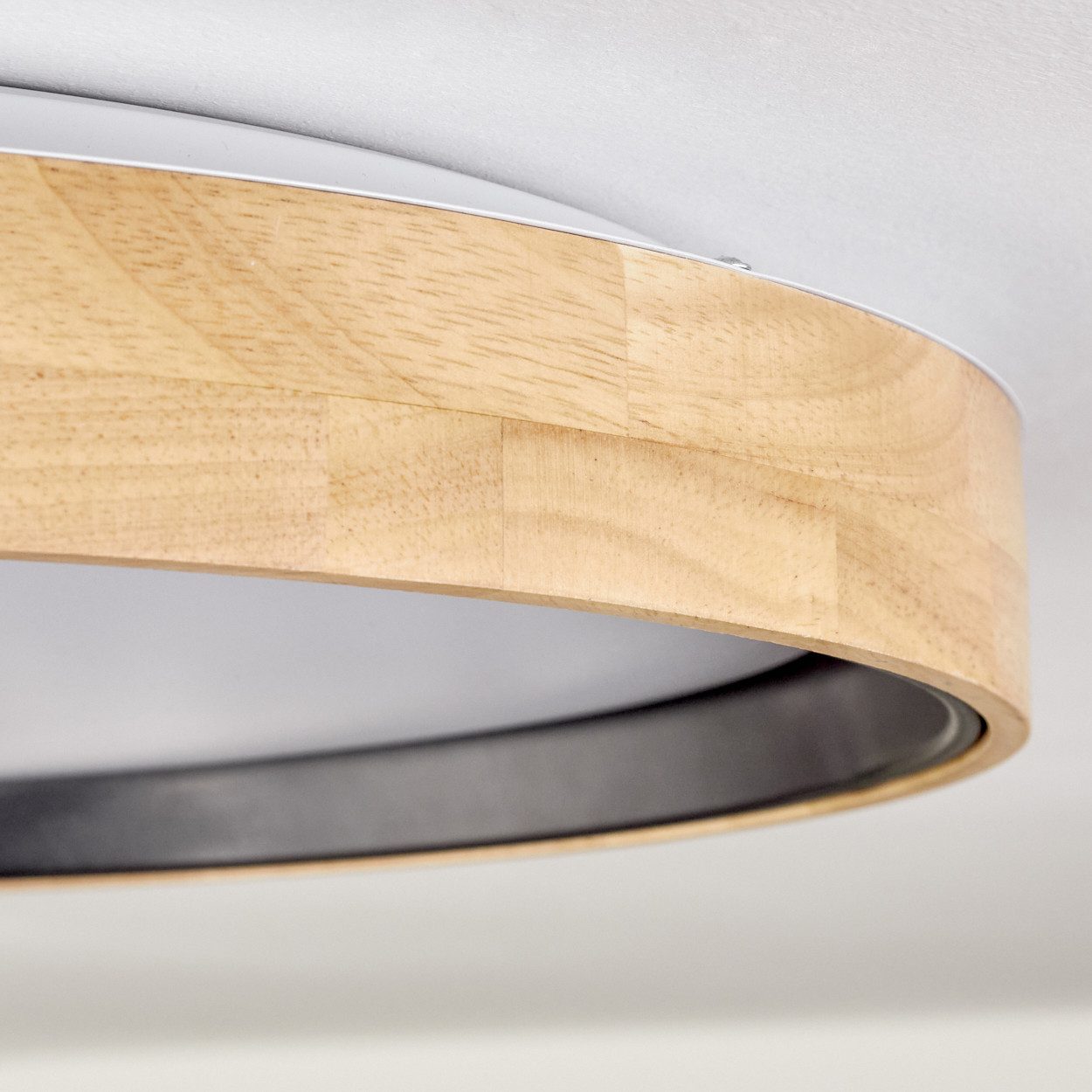 hofstein Deckenleuchte dimmbare Deckenleuchte aus Holz/Metall/Kunststoff in Natur/Weiß, LED wechselbar, 2700-6500 Kelvin, dimmbar über Fernbedienung, LED, (50cm), auch für Badezimmer, IP44