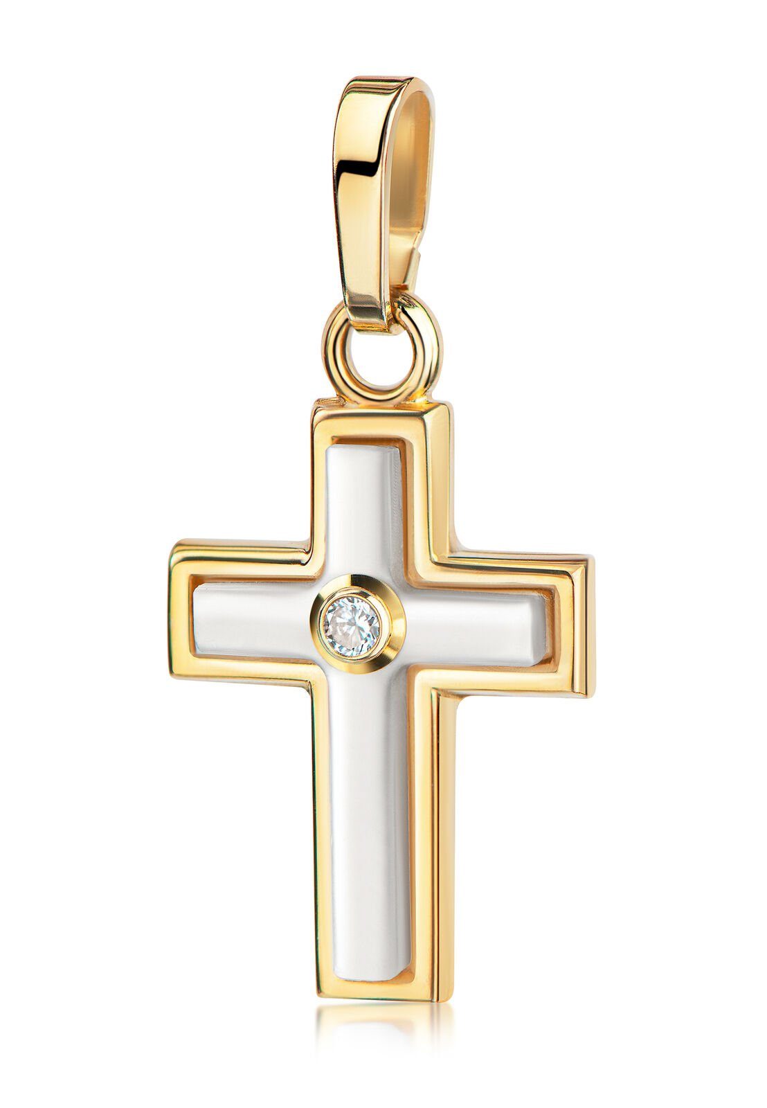 Damen Goldenes Germany Kleiner in und Kinder), (Goldkreuz, Made - 333 JEVELION Kreuz-Anhänger Gelbgold Kreuz Kreuzanhänger für