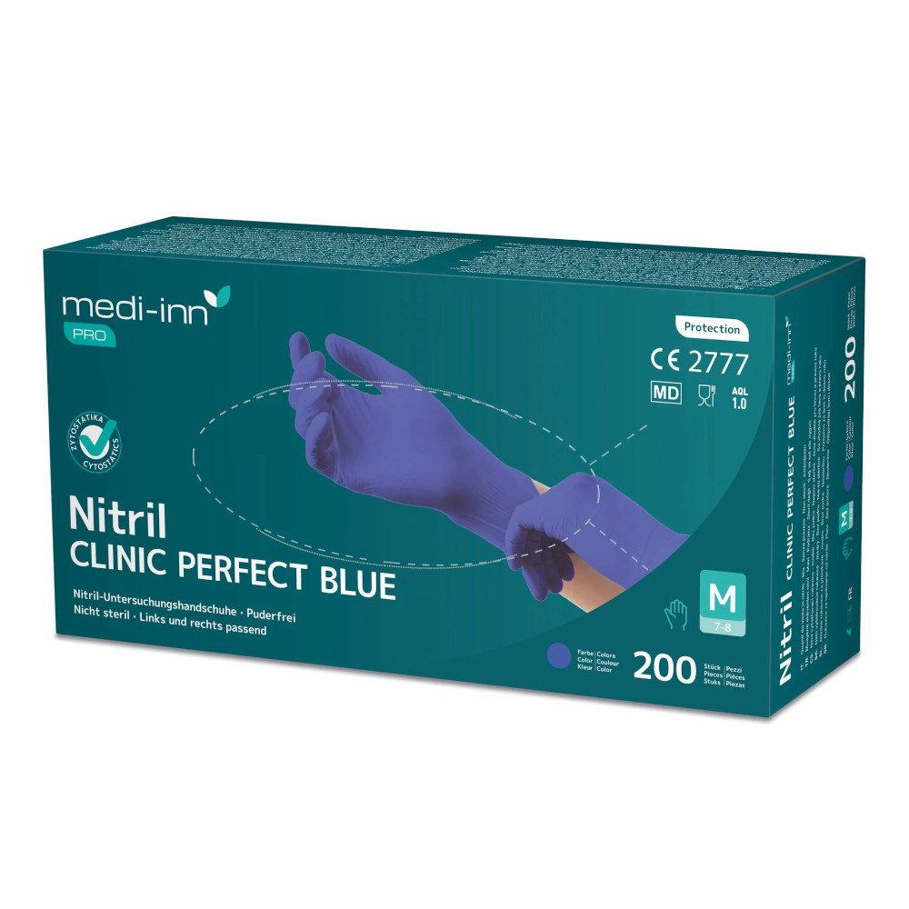 Nitril-Handschuhe PRO Clinic Perfect Blue Nitril-Einmalhandschuhe, blau, puderfrei