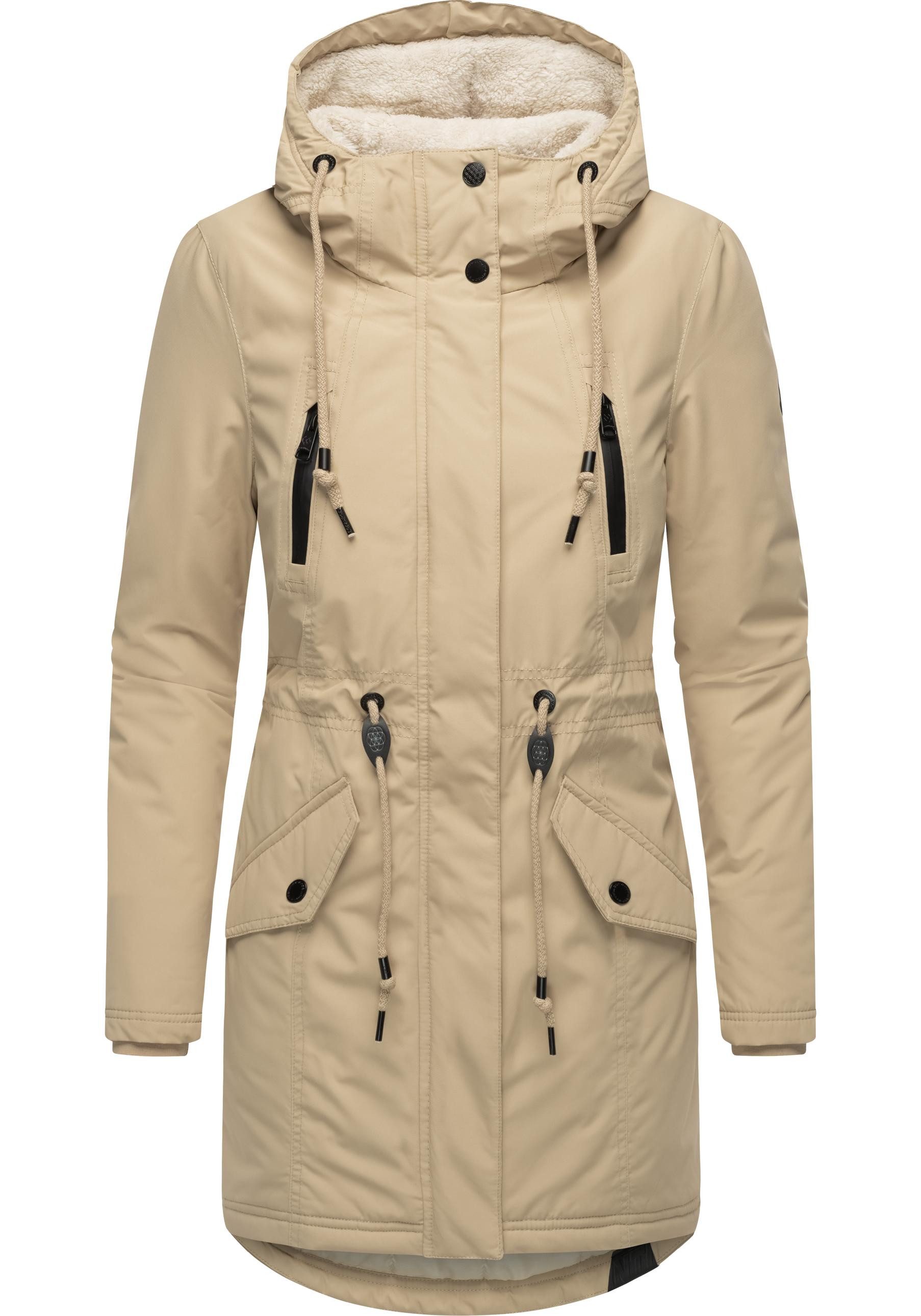 Ragwear Wintermantel Elsien wasserdichter Winterparka mit Teddyfell-Futter