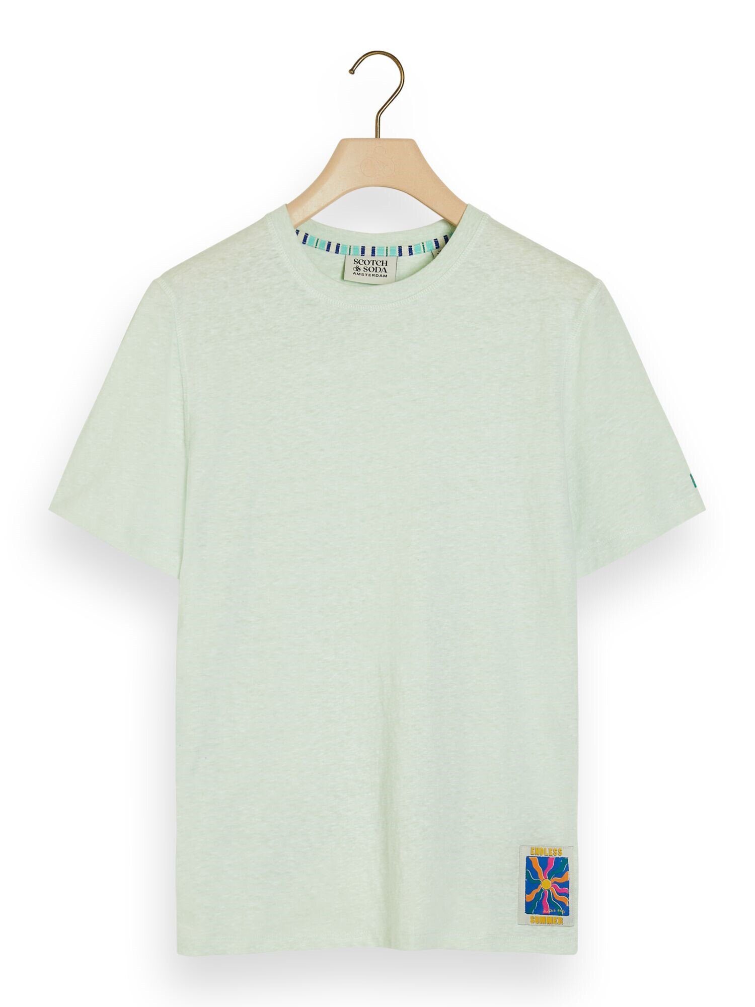 Scotch & Soda Kurzarmshirt mit T-Shirt (1-tlg) R-Neck Shirt Label-Flag und hellgrün