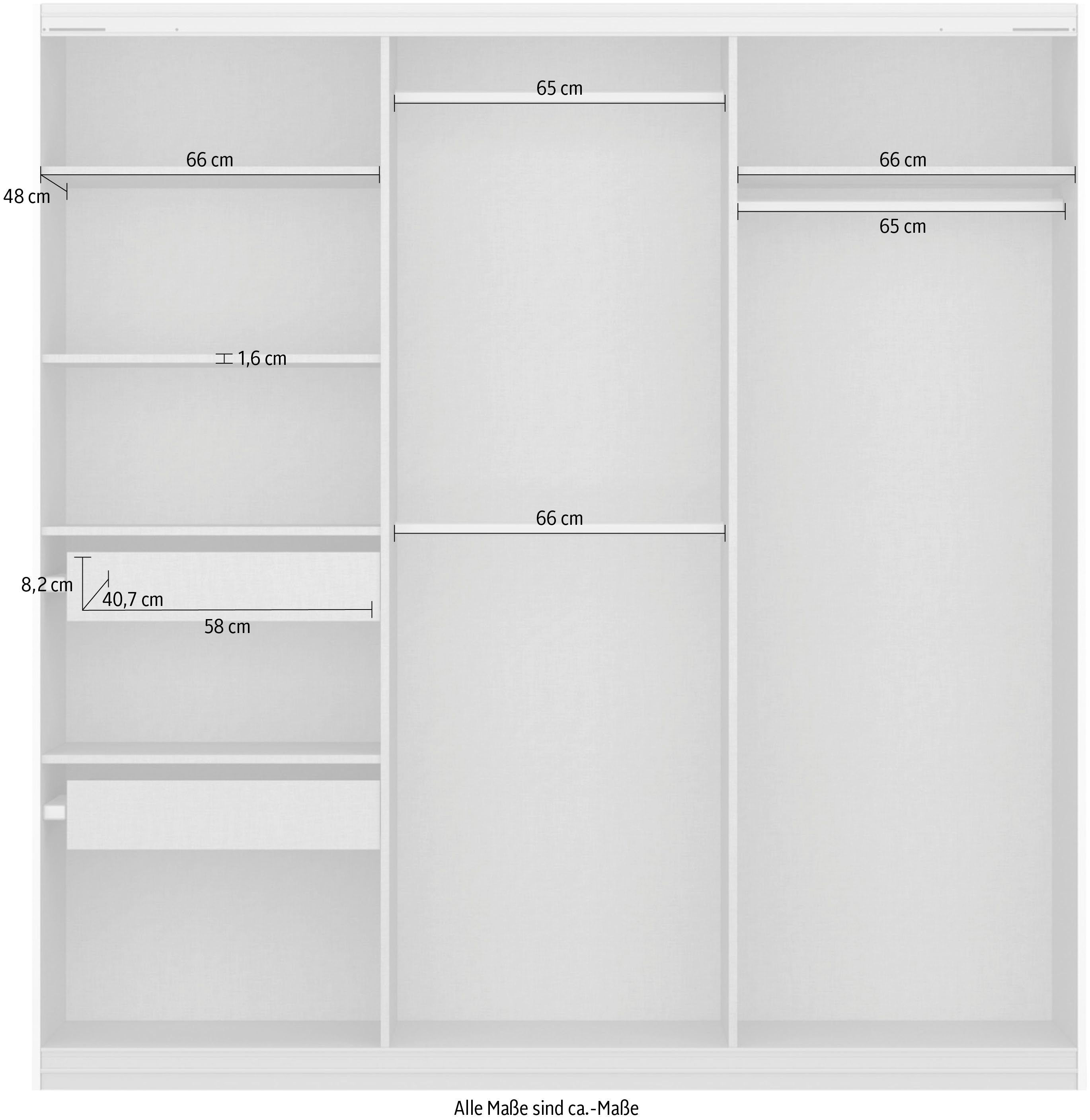 rauch Schwebetürenschrank Koluna inkl. 2 Eiche Artisan Böden Innenschubladen sowie extra