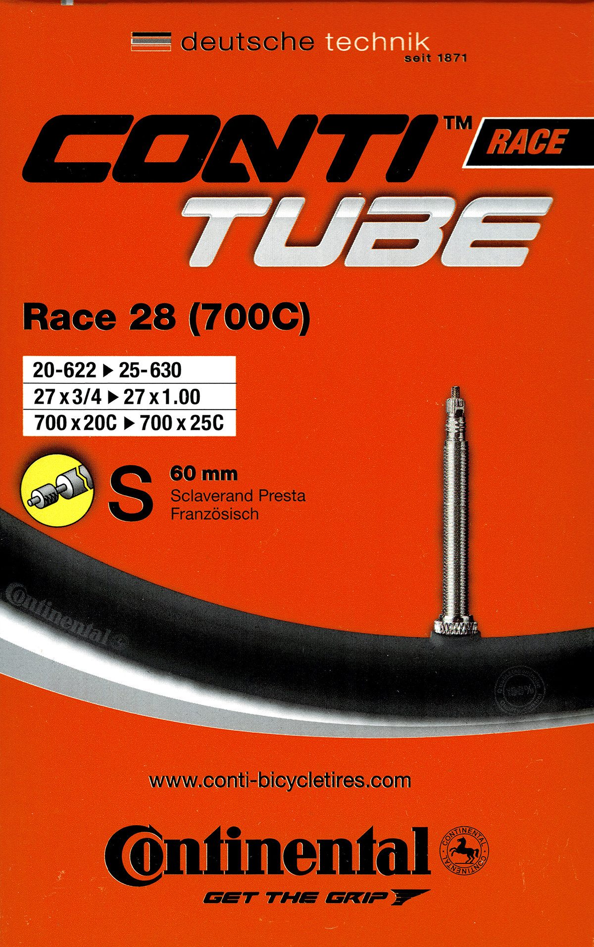 CONTINENTAL Fahrradschlauch Continental Race 28 (700C) (18/25-622/630) SV 60mm extra long