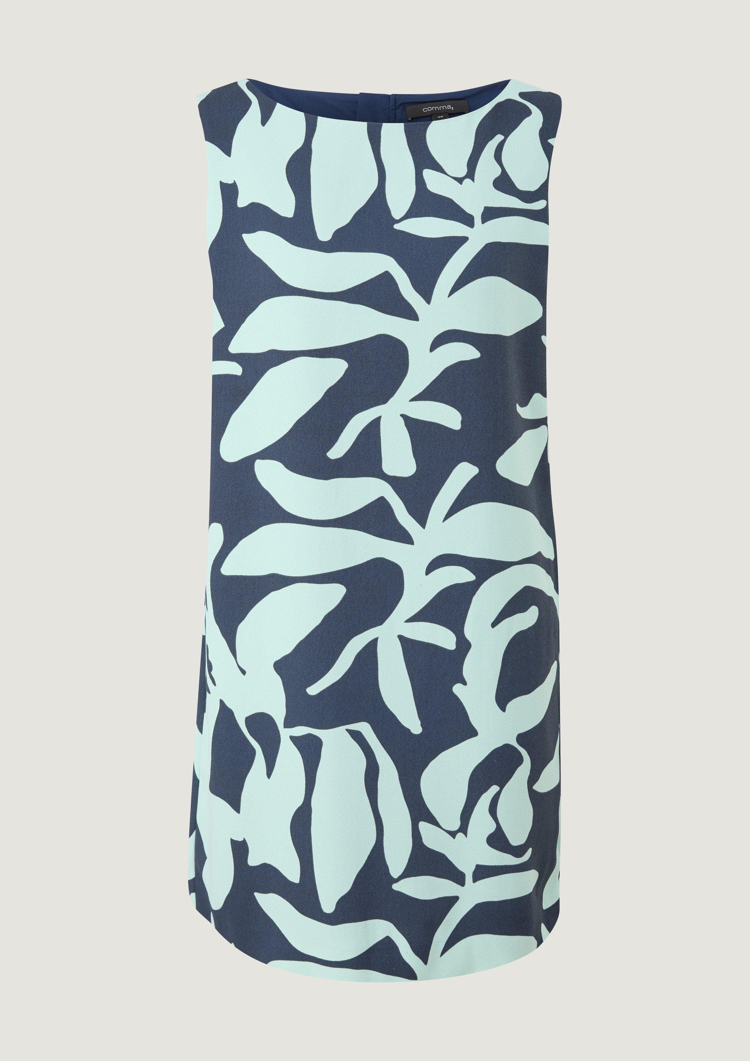 Comma Minikleid Kurzes Kleid aus blau Crêpe