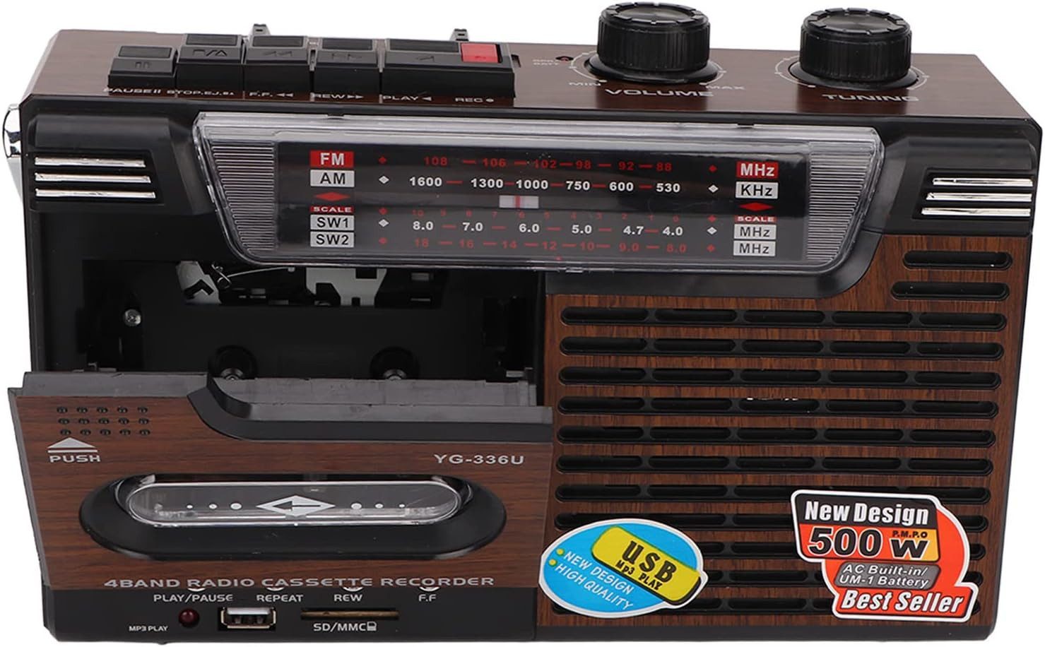 Zunate Retro-Boombox-Kassettenspieler AM/FM/SW1/SW2 Radio