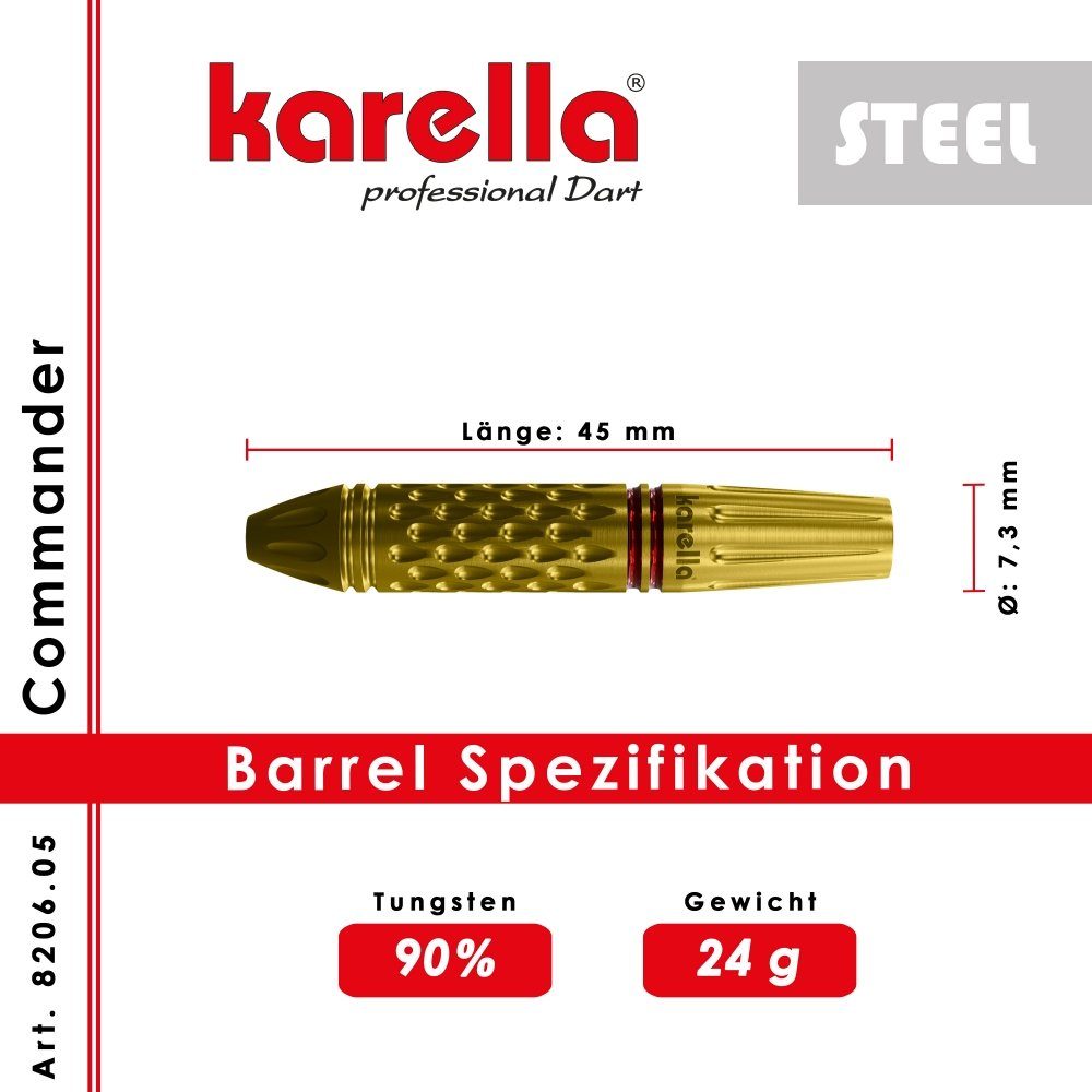 Karella Dartpfeil Steeldart Commander Gold 90% Tungsten 24 g