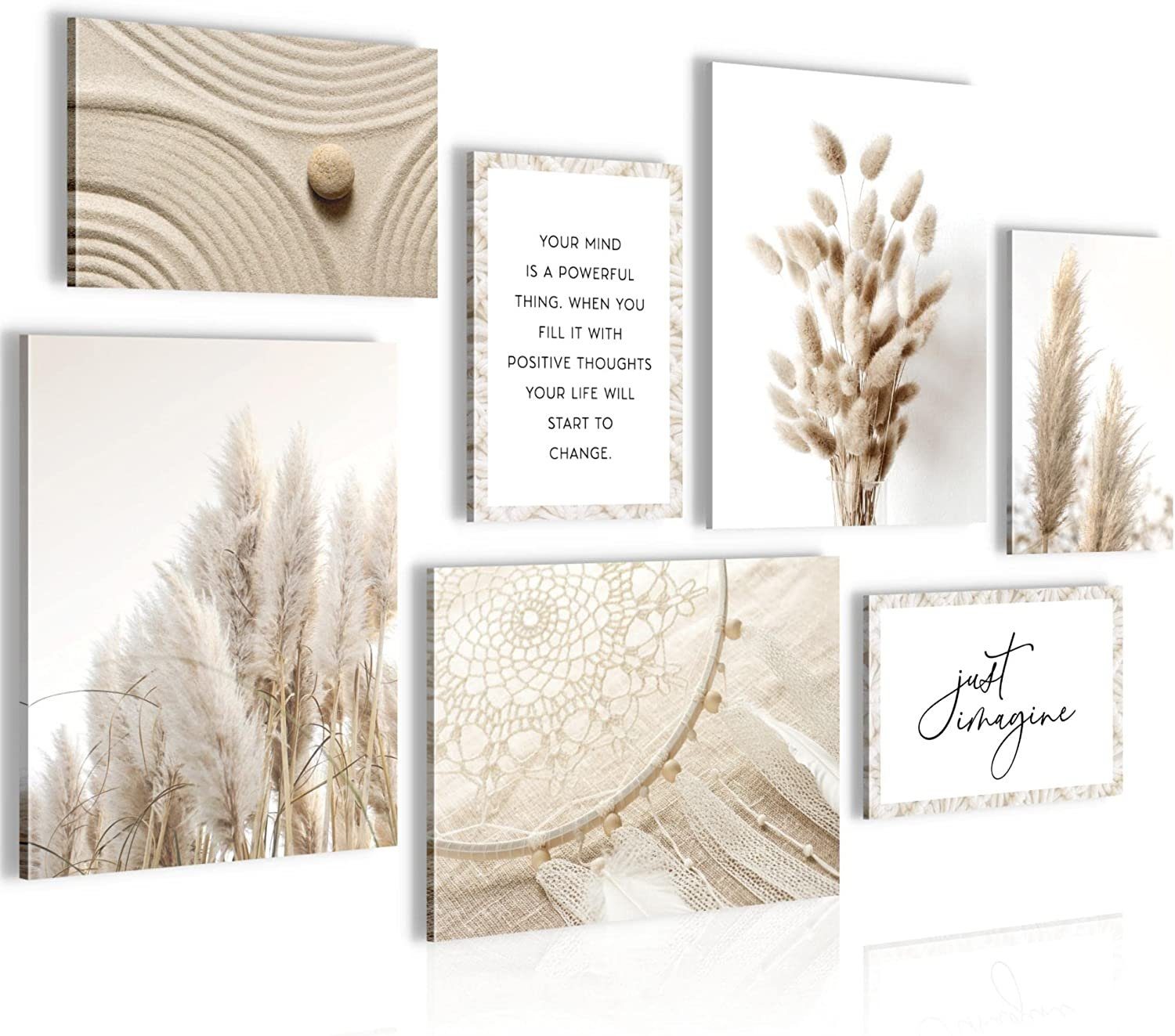 Novart Wandbild Wandbilder Wohnzimmer Boho Natur AUFHÄNGFERTIG 100x70 cm, B günstig online kaufen