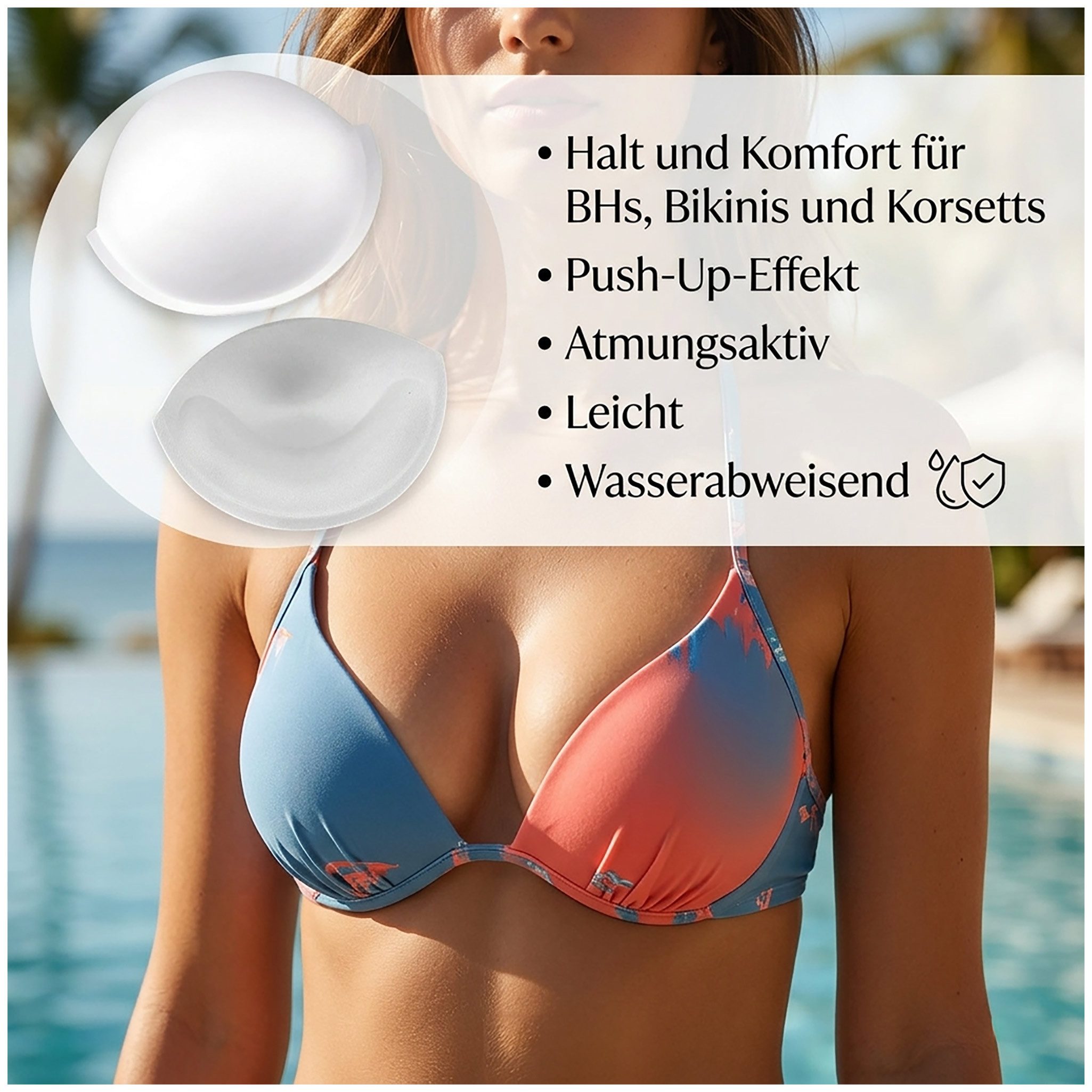 maDDma BH-Push-up-Einlagen BH Einlagen Push-Up Einlagen Bikini Korsett (1 Paar), Sbeige – Bild 4 von 4