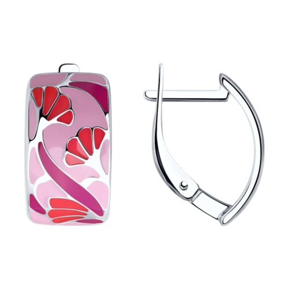 Secretforyou Creolen-Set Ohrringe Creolen 925 Silber Floral Emaille Echtschmuck, 925 Sterling Silber