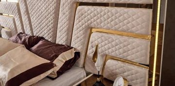 JVmoebel Bett Beleuchtetes Bett Design Doppelbett Luxus Betten Polster Sofort (3-tlg., Bett), Made in Europa