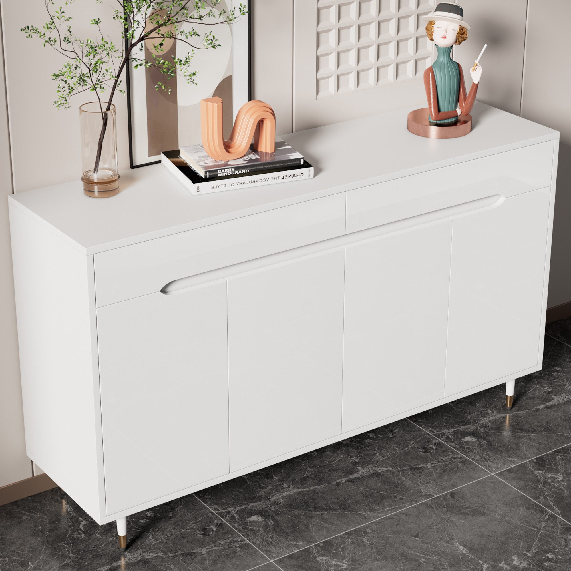 REDOM Schuhschrank Schuhorganizer moderner Flurmöbel (Schuhregal, 1-St., mit zwei Türen, zwei Schubladen, verstellbaren Regalen) Platz für 18–24 Paar Schuhe