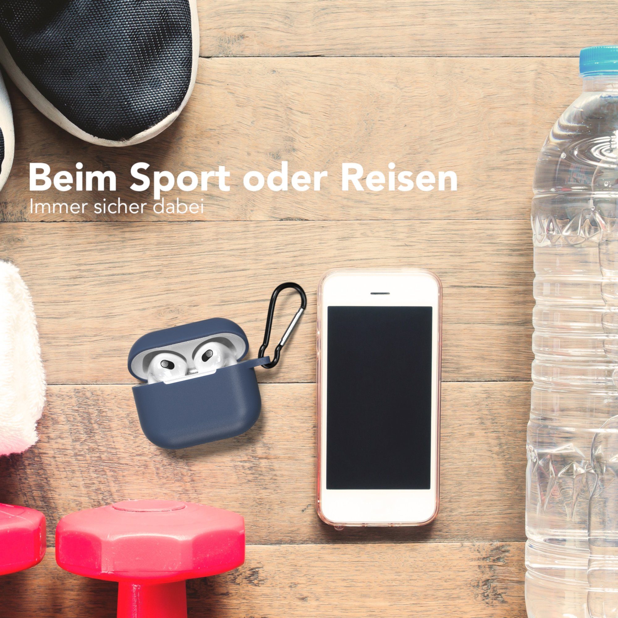 EAZY CASE Kopfhörer-Schutzhülle Silikon Hülle kompatibel mit Apple AirPods 3, Qi-Charging möglich Stoßfest Fullcover Schutzhülle Hülle Box Hülle