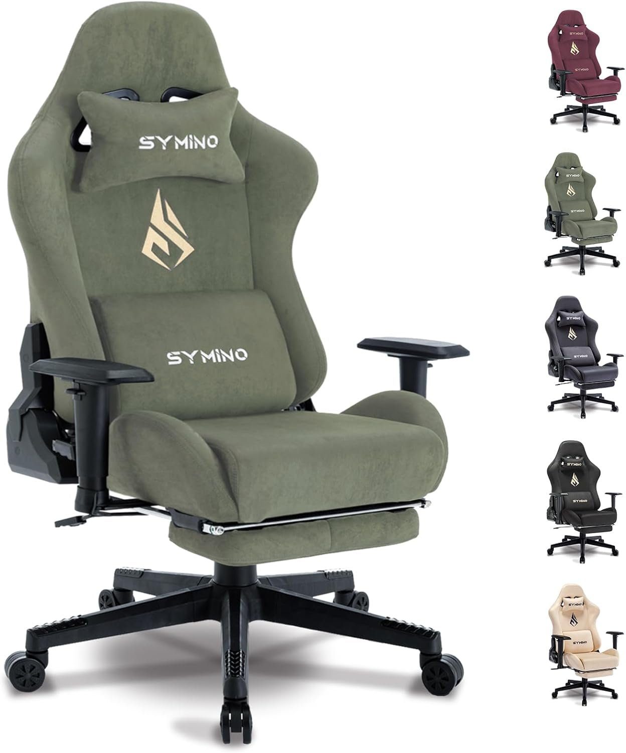 symino fußstütze (Ergonomischer Burostuhl,Schreibtischstuhl mit Gaming-Stuhl Sitz), pu-leder bürostuhl gaming Verstellbarer stuhl Racing ergonomischer stuhl