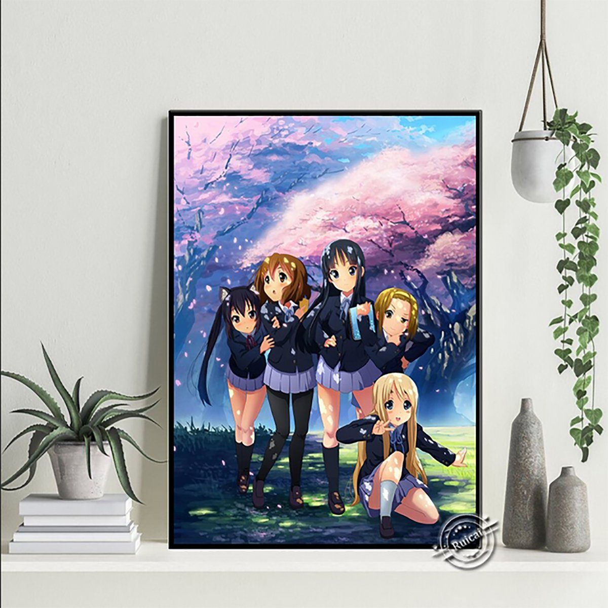 TPFLiving Kunstdruck (OHNE RAHMEN) Poster - Leinwand - Wandbild, K-ON - Kunstdruck aus der japanischen Anime Fernsehserie - (Yonkoma Manga - Leinwand Wohnzimmer, Leinwand Bilder, Kunstdruck), Leinwand bunt - Größe 60x80cm