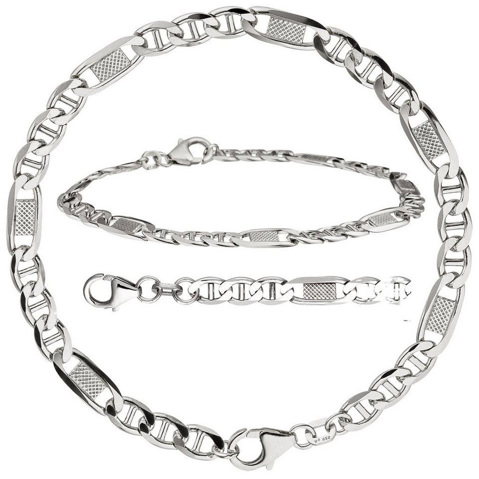 Erario D'Or Silberarmband Stegpanzerarmband 925 Sterling Silber 19 cm