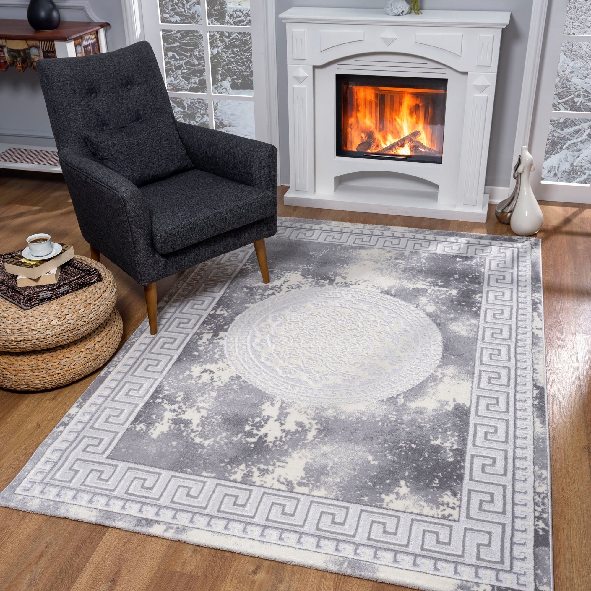 Sanat Teppich Harmony 3212, auch als Läufer, rechteckig, Höhe: 12 mm, Wohnzimmer, Kurzflor, modern, Orient Optik, Schlafzimmer