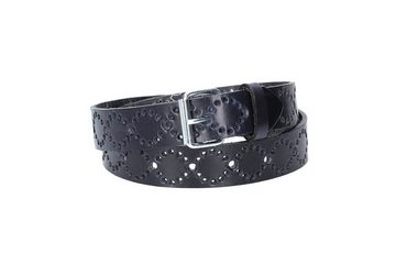 kiddybelts Ledergürtel Kids 25mm in Dunkelblau mit Lochmuster und Rollschließe in Silber (KB17-490) sehr weiches Vollrindleder