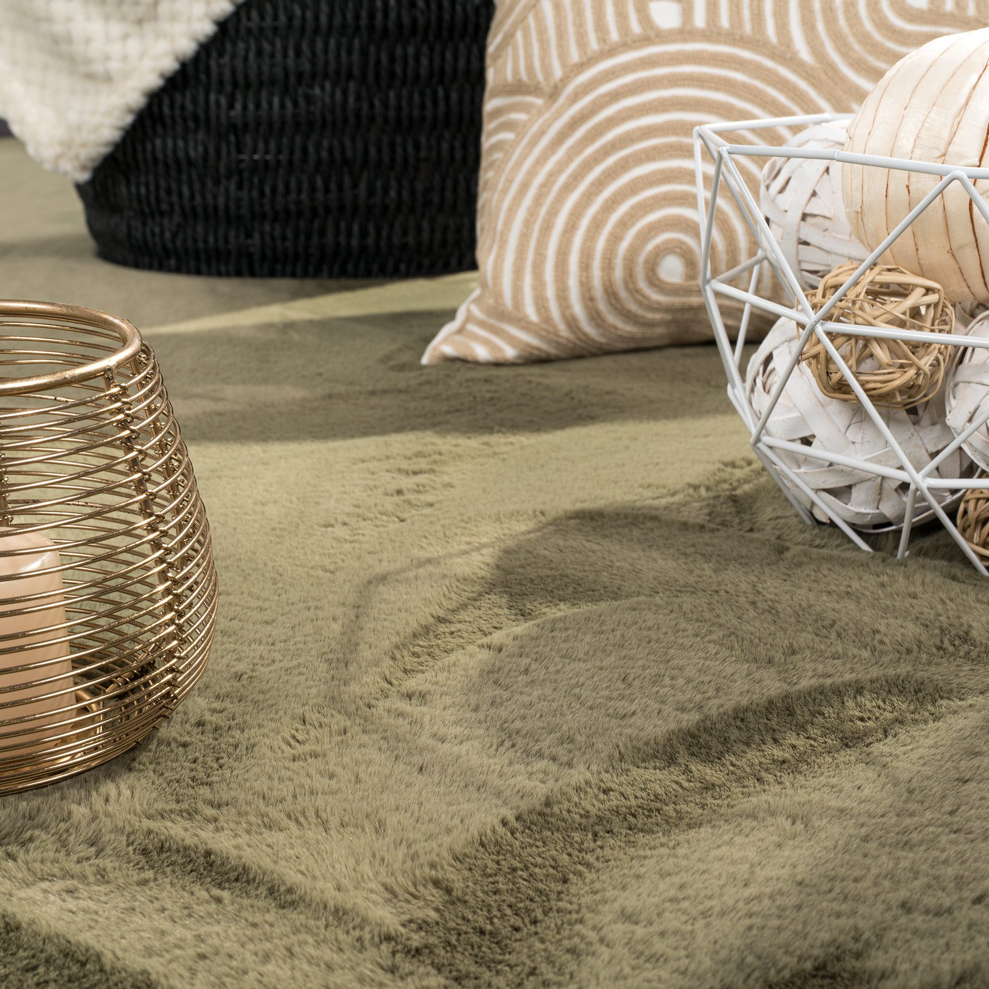 Carpetia Teppich Teppich grün Hasenfell-Optik elegant weich mit feinem Schi günstig online kaufen