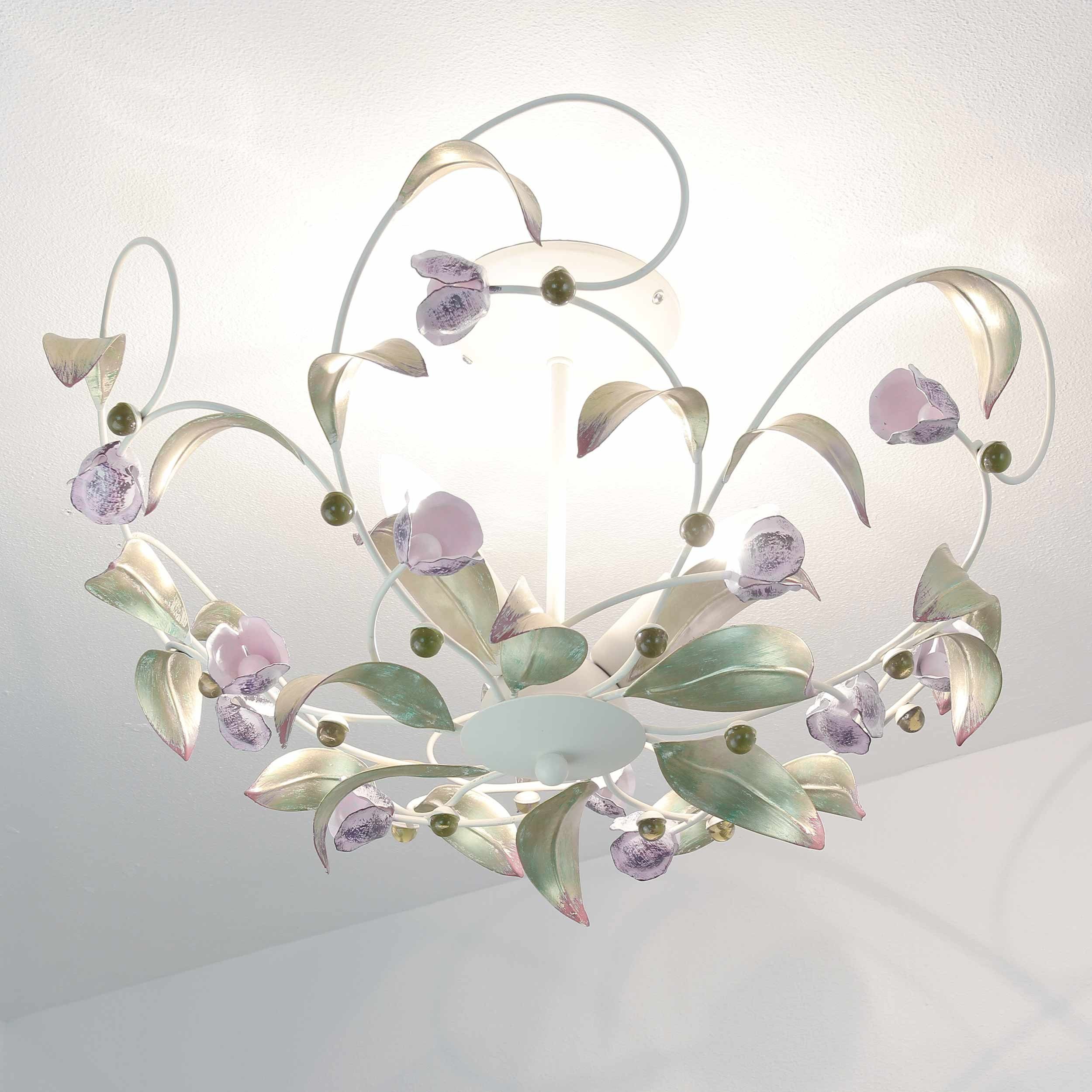 Licht-Erlebnisse Deckenleuchte »ROSE«, Deckenlampe Weiß Rosa Metall Glas  Floral Küche Esszimmer Lampe online kaufen | OTTO