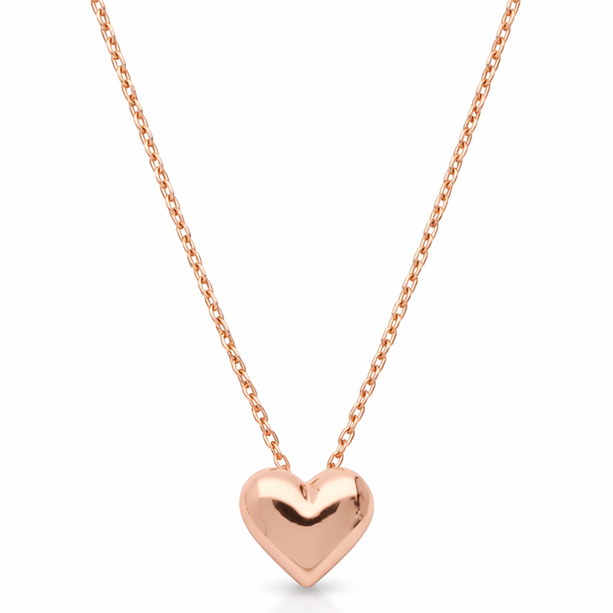 Kette mit Anhänger 18K Roségold vergoldet Kette kleines Herz Anhänger glänzend Herzkette