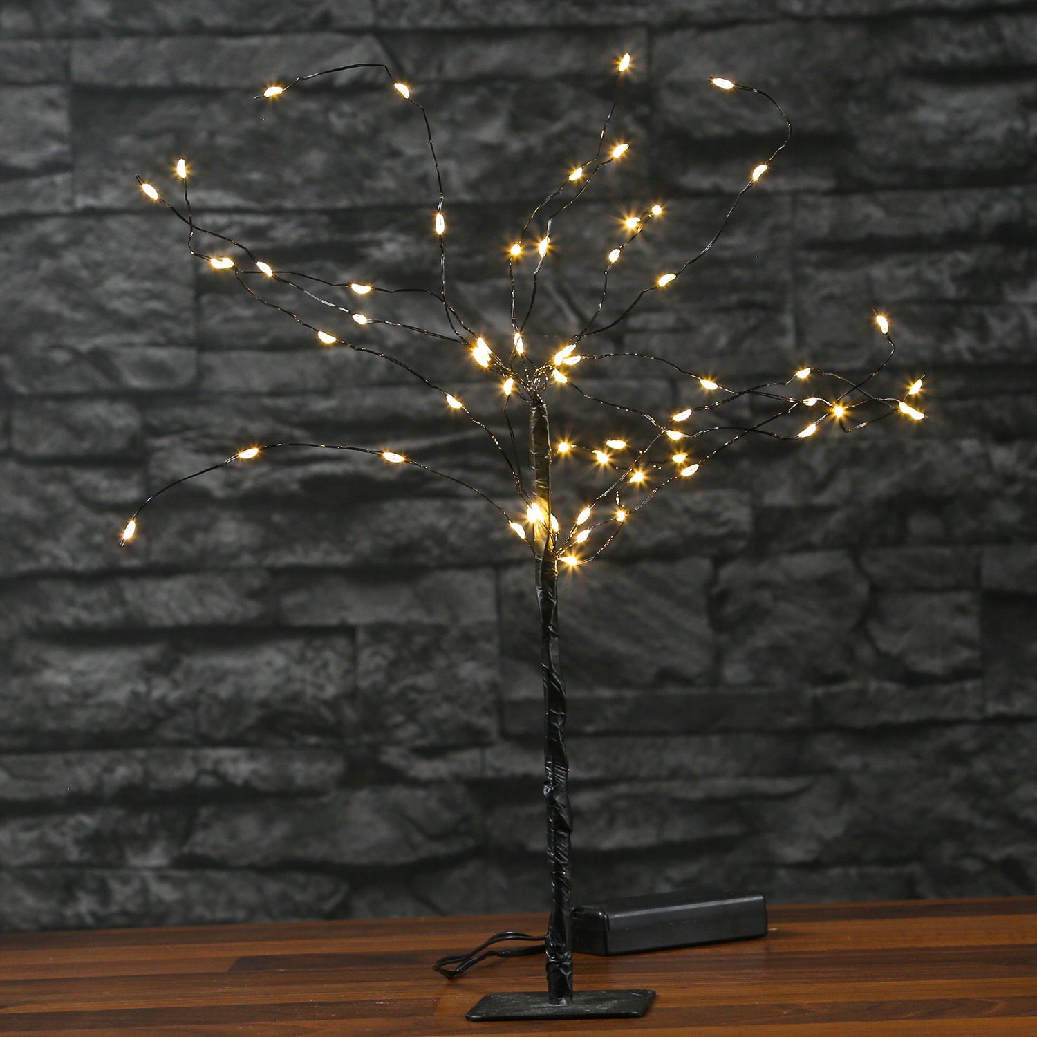 LED Dekoobjekt warmweiß LED LED LED 3000K) Baum Mini schwarz, bis (2100K Dekoleuchte Weidenbaum 60 Classic, Batteriebetrieb MARELIDA
