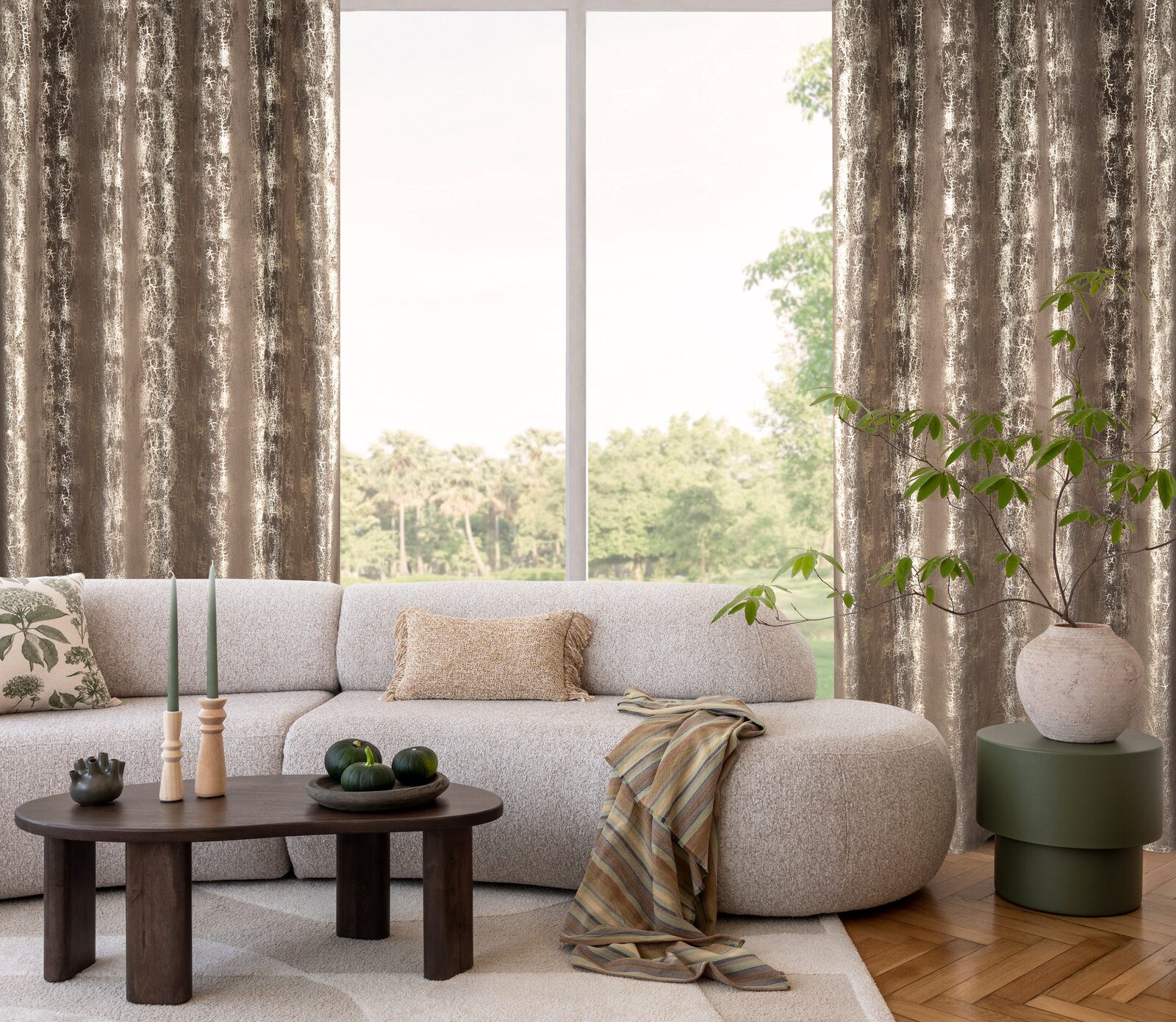 Eurofirany Vorhang Glamour Vorhänge zum Wohnzimmer Kräuselband Tunnelzug (1 St), Kräuselband, blickdicht, Polyester