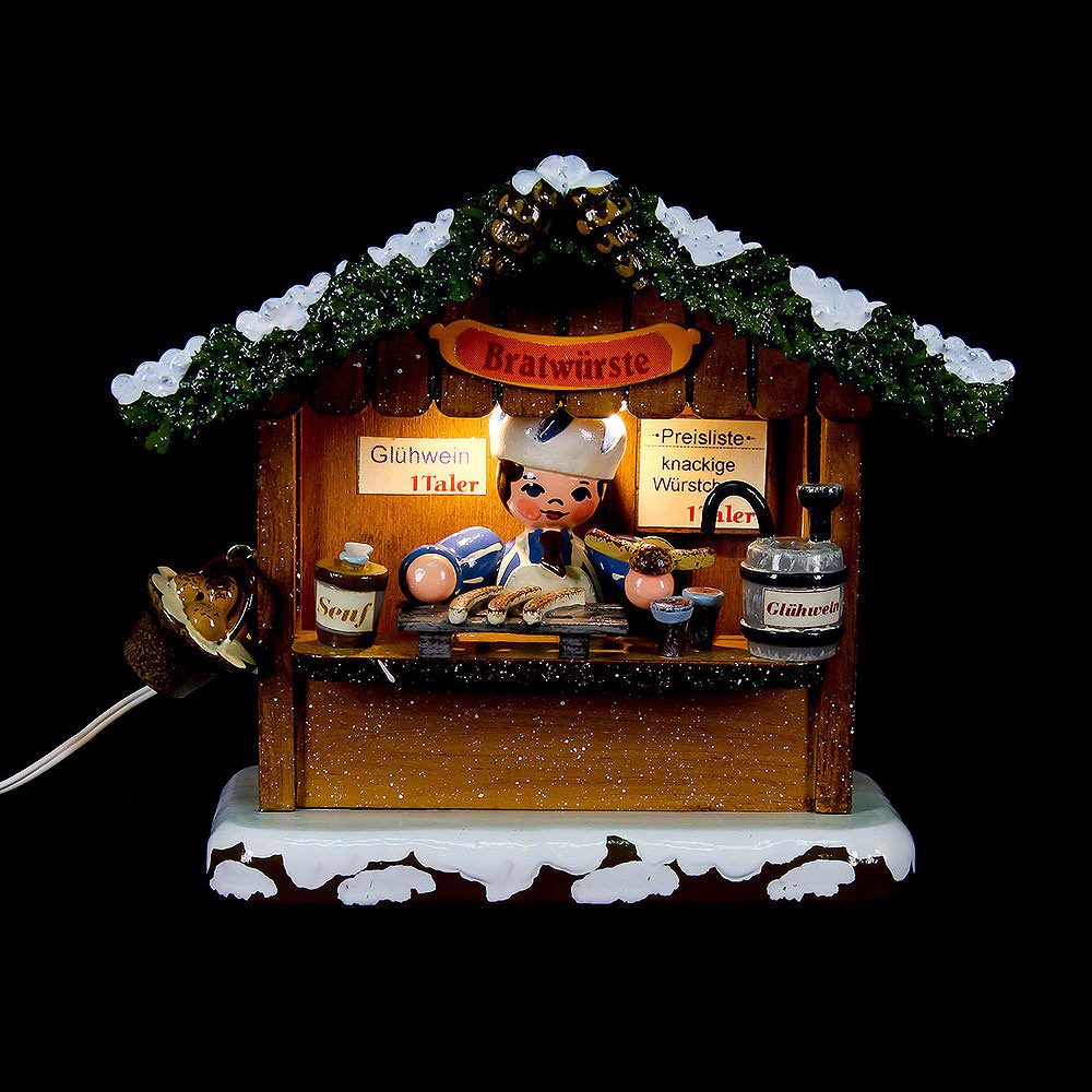 Hubrig Volkskunst GmbH Dekofigur Winterkinder Marktbude Bratwursthäusel (10cm) von Hubrig Volkskunst