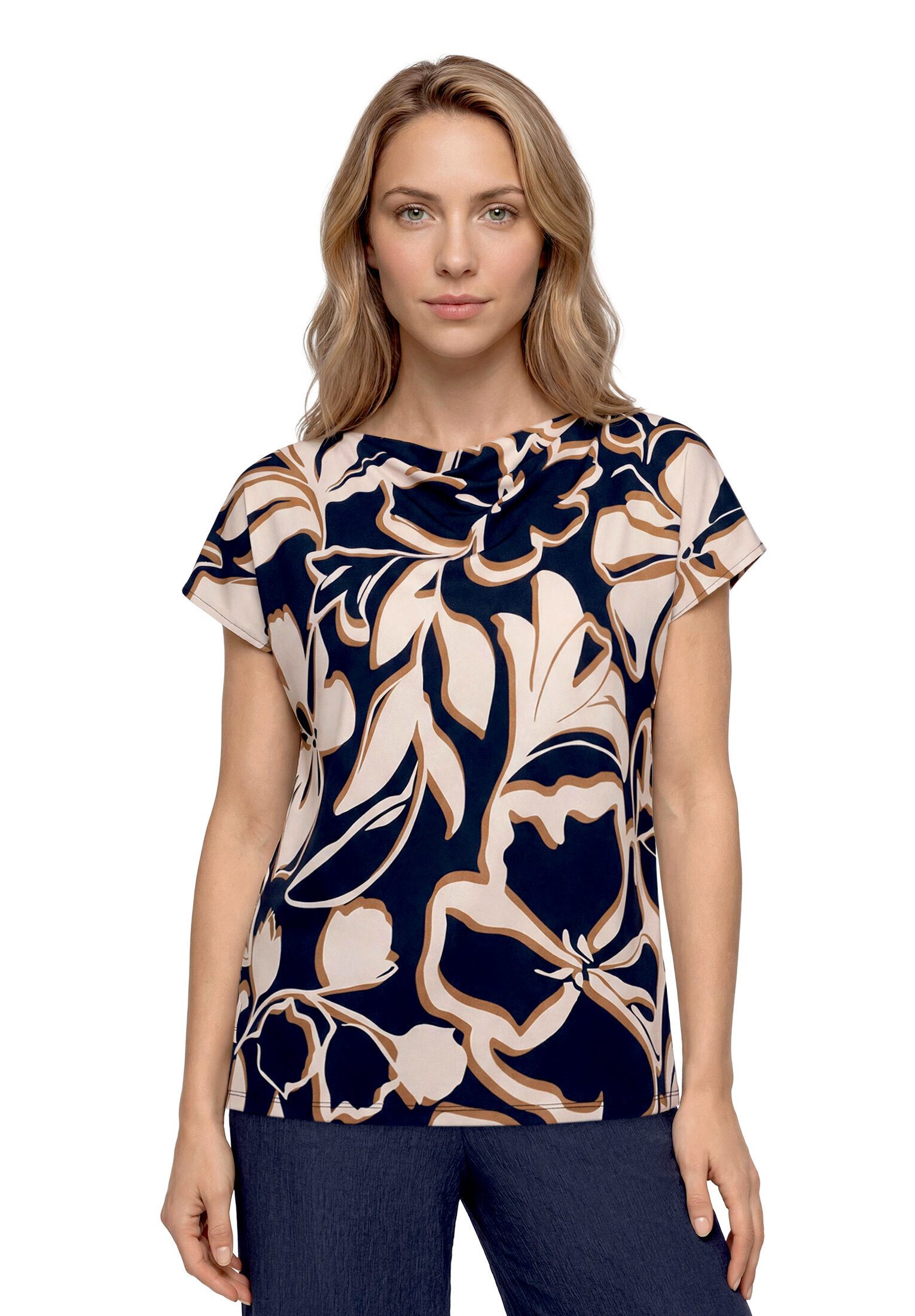 Betty Barclay Kurzarmshirt Damen mit Wasserfallausschnitt (1-tlg)