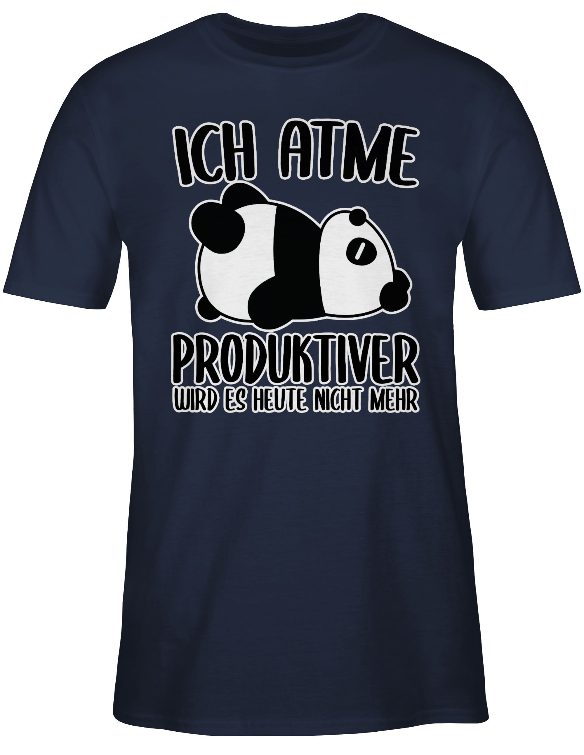 T-Shirt Ich atme produktiver wird es nicht mehr mit Panda - weiß