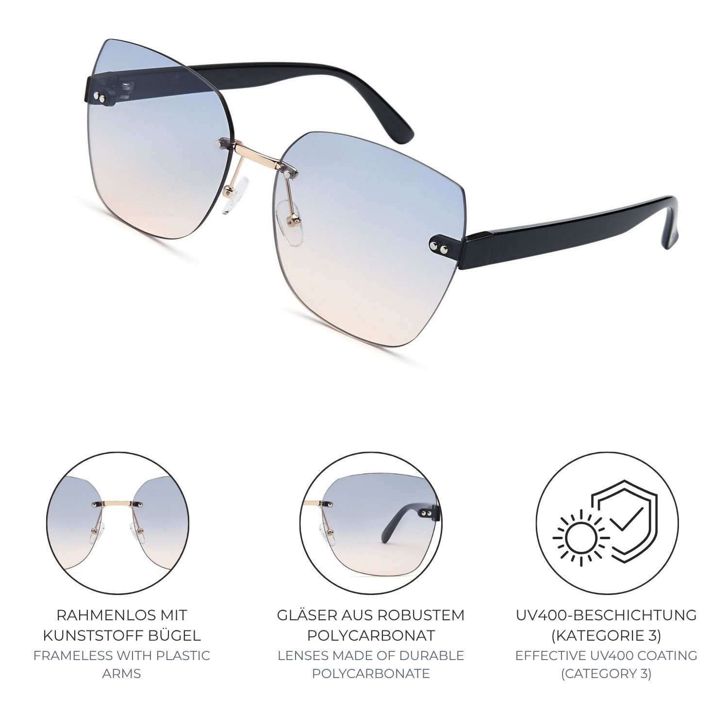 styleBREAKER Sonnenbrille Rahmenlose Rechteckige Sonnenbrille (1-St) Gradient – Bild 5 von 5