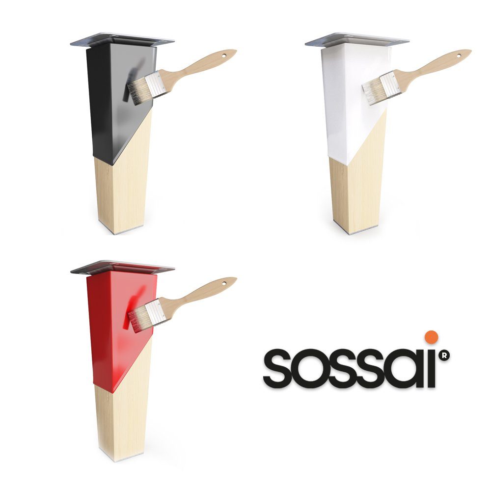 sossai® Möbelfuß Holzfüße 45cm (4-St), - Ausführung Eckig gerade 8cm Naturbelassen