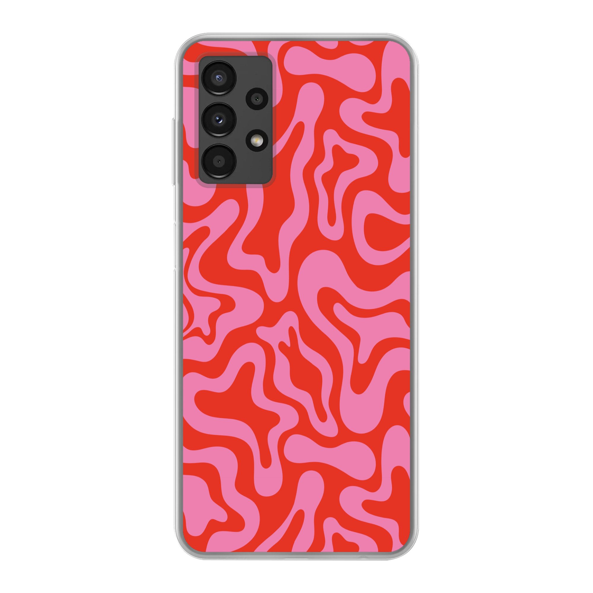 MuchoWow Handyhülle für Samsung Galaxy A13 4G Abstrakt - Muster - Rot - Rosa - Minimalisti, Smartphone-Bumper, Print, Handy Schutzhülle Dünn