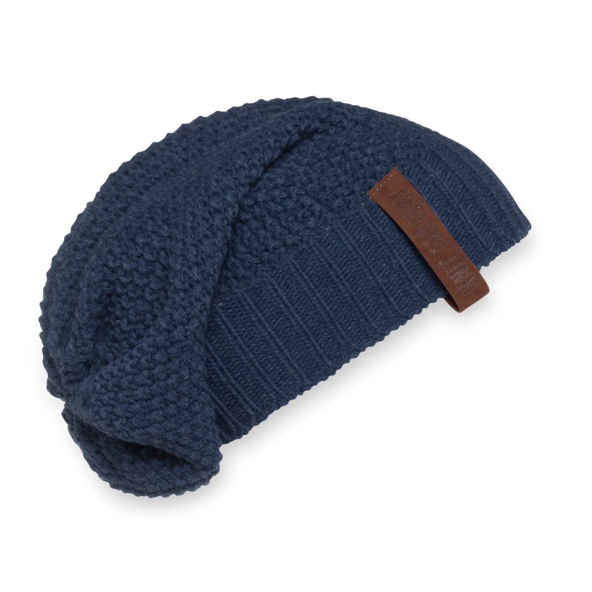 Knit Factory Strickmütze Coco Mützen One Size Glatt Dunkelblau (1-St) Mütze Strickmütze Kopfbedeckung Hut Wollmütze