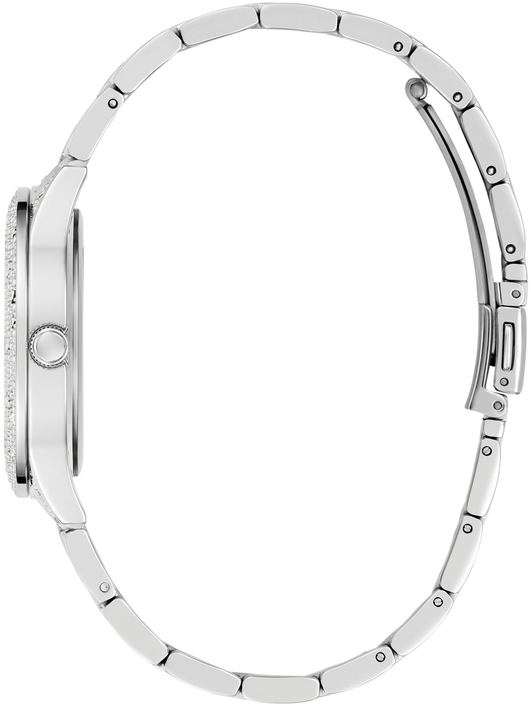 Guess Quarzuhr SHOOTING STAR GW0746L1, Armbanduhr, Damenuhr, Kristallsteine, Mineralglas, Edelstahlarmband
