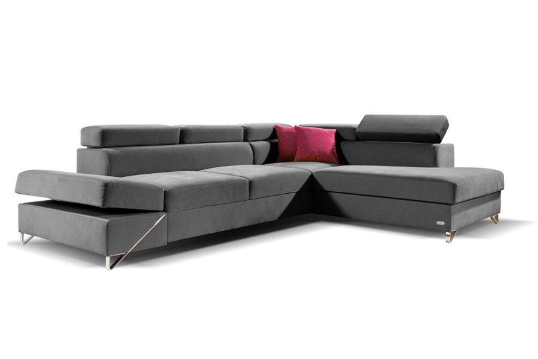 Couch Stoff Grau in Made Ecksofa Polster Design Gelbes Textil, Bettfunktion Europe L-Form JVmoebel Ecksofa