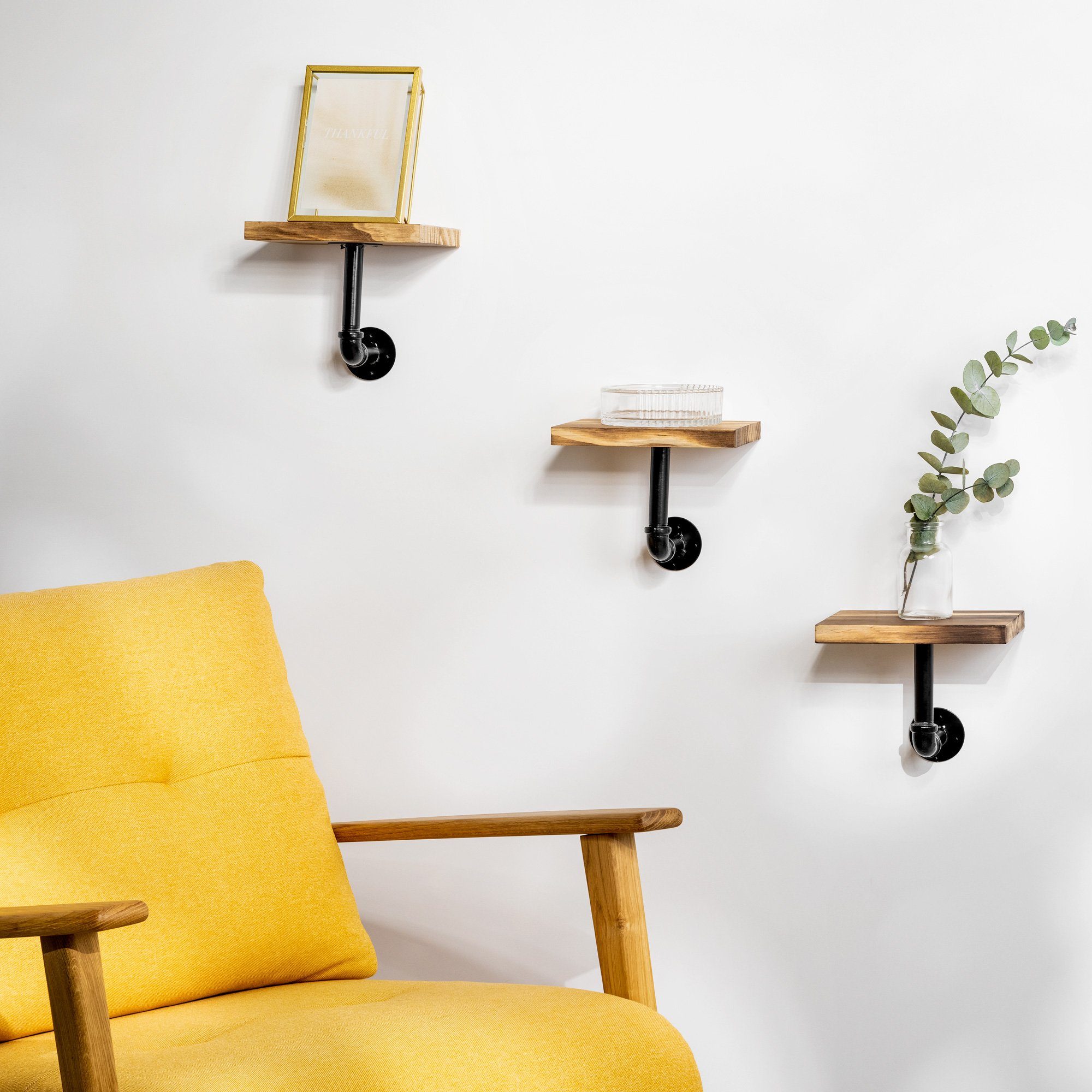 Navaris Wandregal Regal aus Holz und Metall - 3er Set Schweberegal Hängereg günstig online kaufen