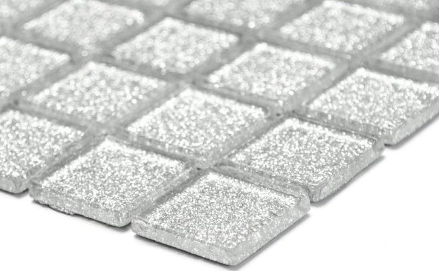 Mosani Mosaikfliesen Glasmosaik silber Mosaikfliese glitzer Fliesenspiegel Küchenwand