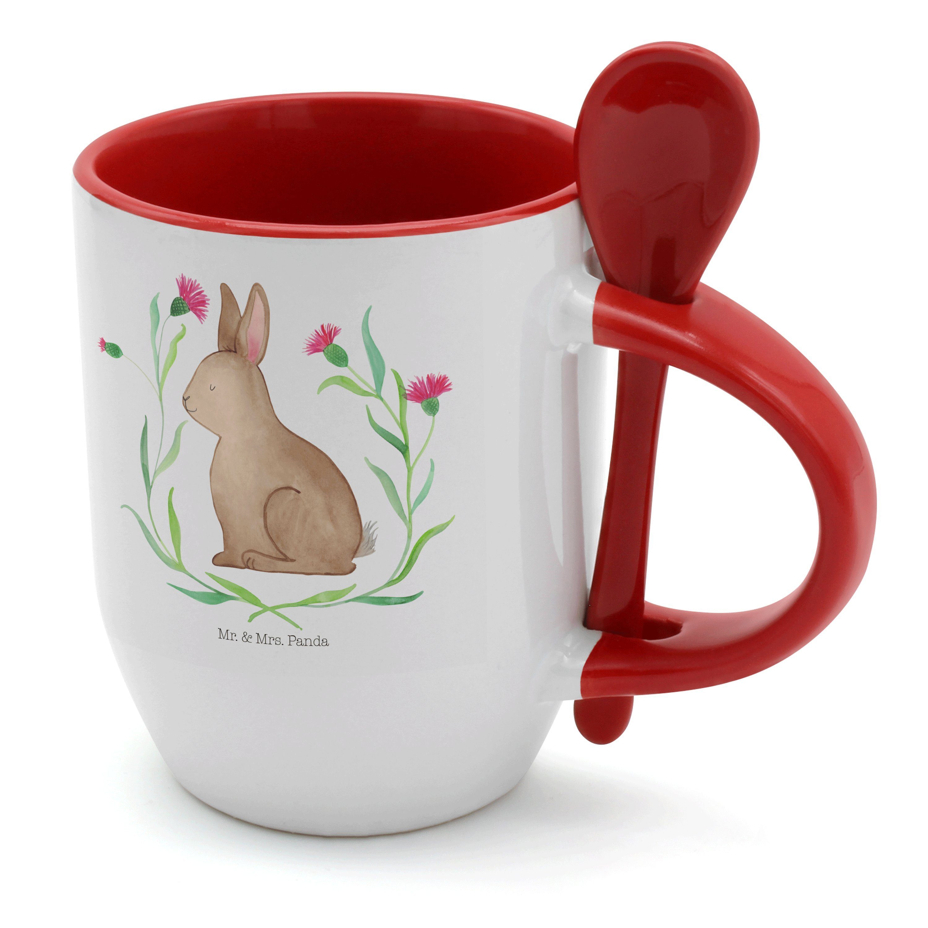 Hase - Tasse, Ostern, Tasse Geschenk, Keramik Mrs. Tasse sitzend mit Panda & S, Kaninchen, Mr. Weiß -