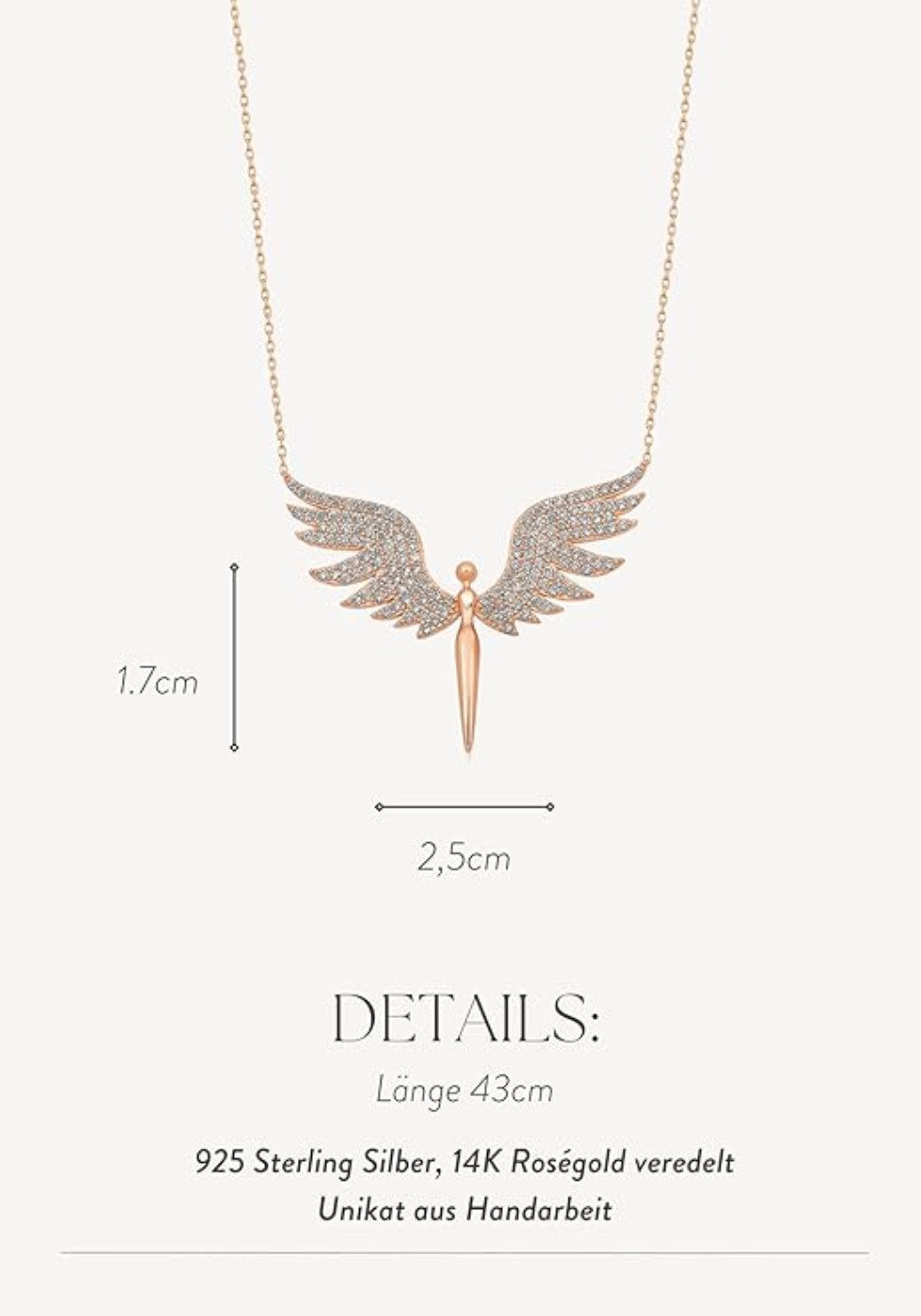 Einzelstück Charm-Kette Halskette Angel 925 Sterling Silber