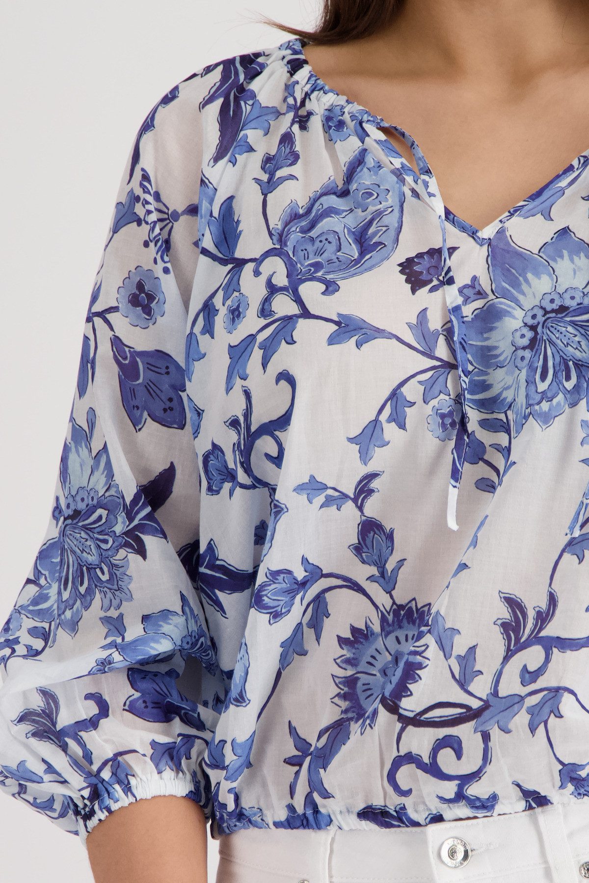 Monari Langarmbluse Bluse Blumendruck allover Regular fit mit Blumenmuster