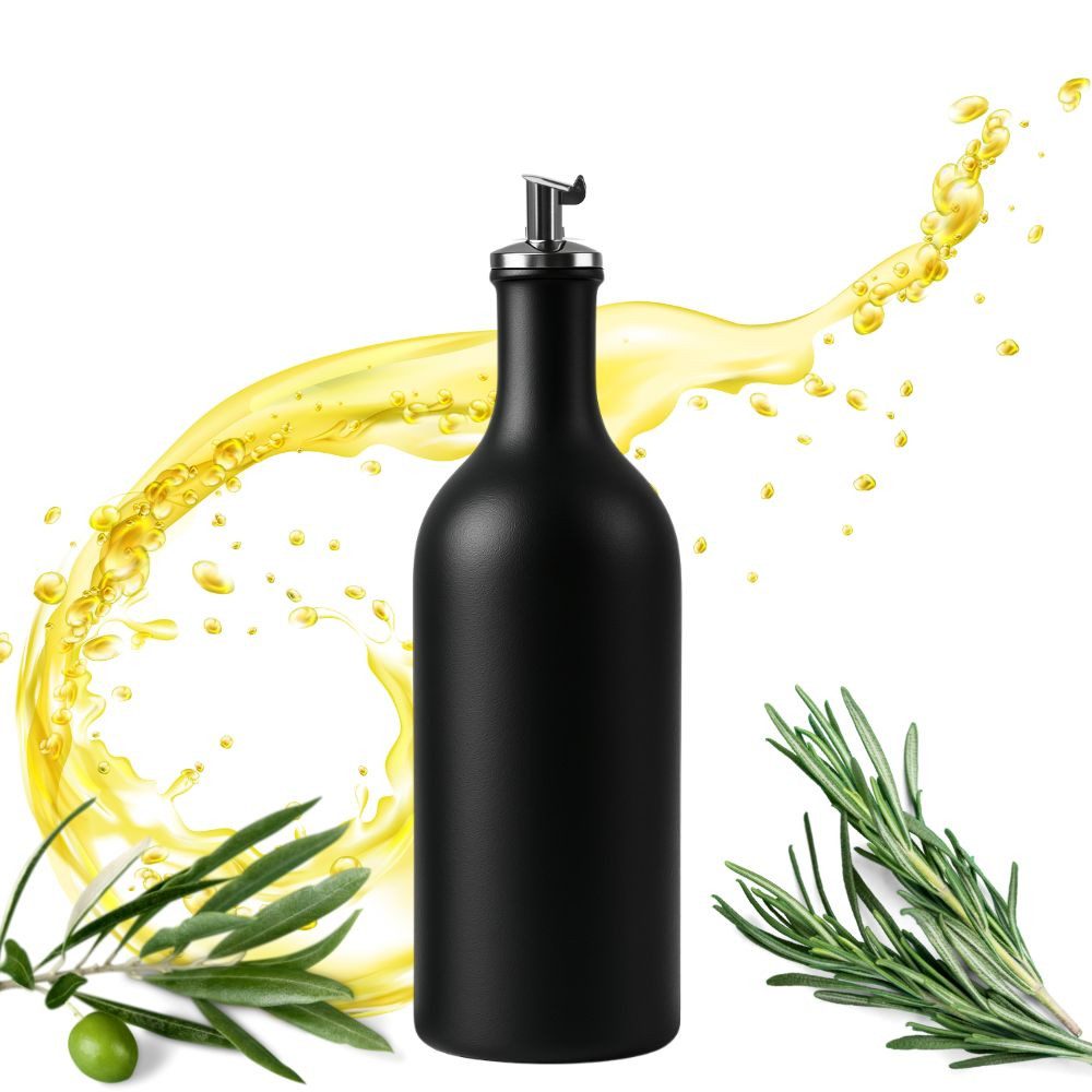 mikken Ölspender Ölflasche Keramik 500 ml Steingut mit Ausgießer, Ausgießer mit patentiertem Tropfen-Rückfluss-System - made in Germany