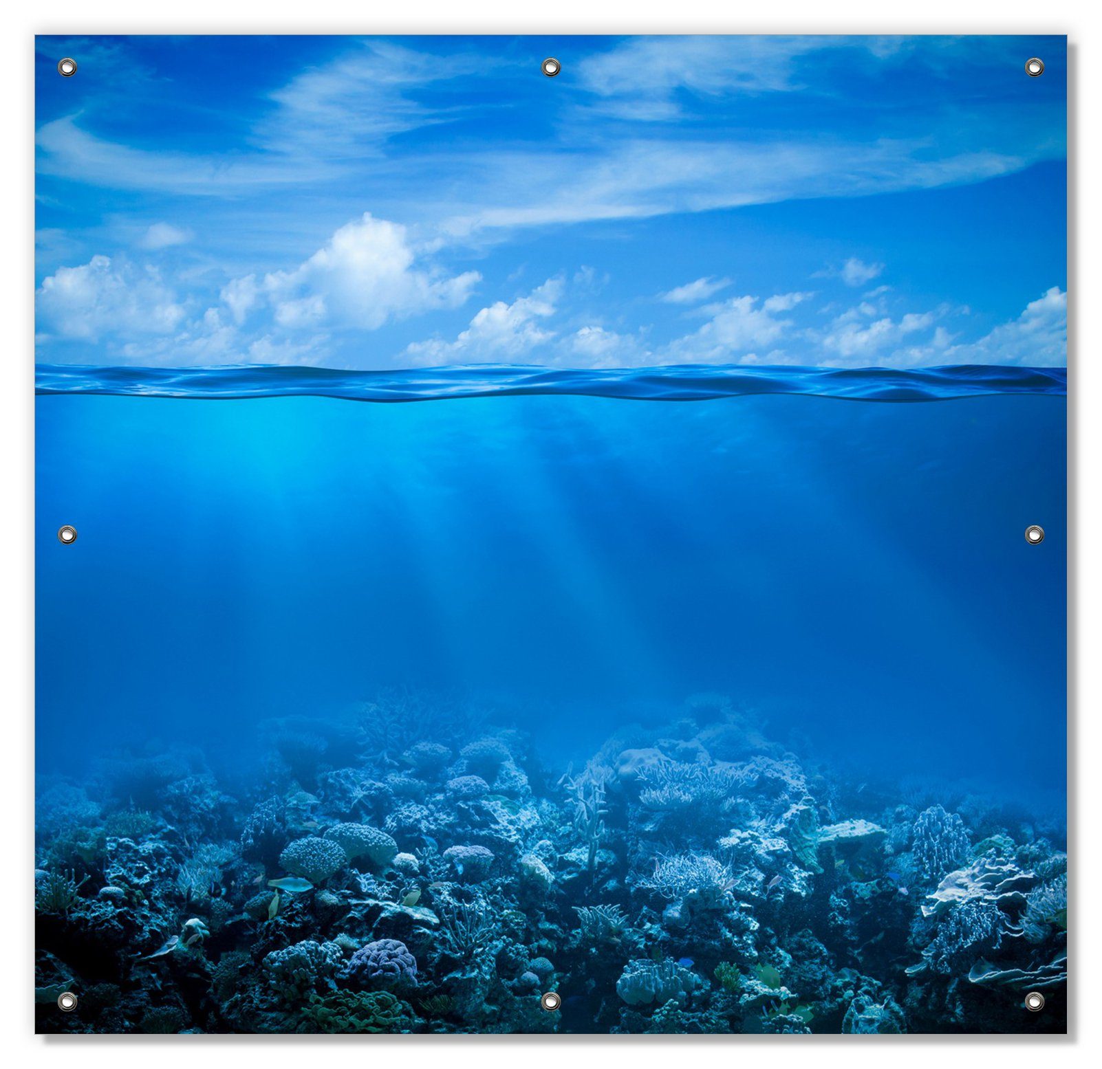 Unterwasserwelt Sonnenschutz und Saugnäpfen, wiederverwendbar Wallario, mit Meer, wiederablösbar blickdicht,
