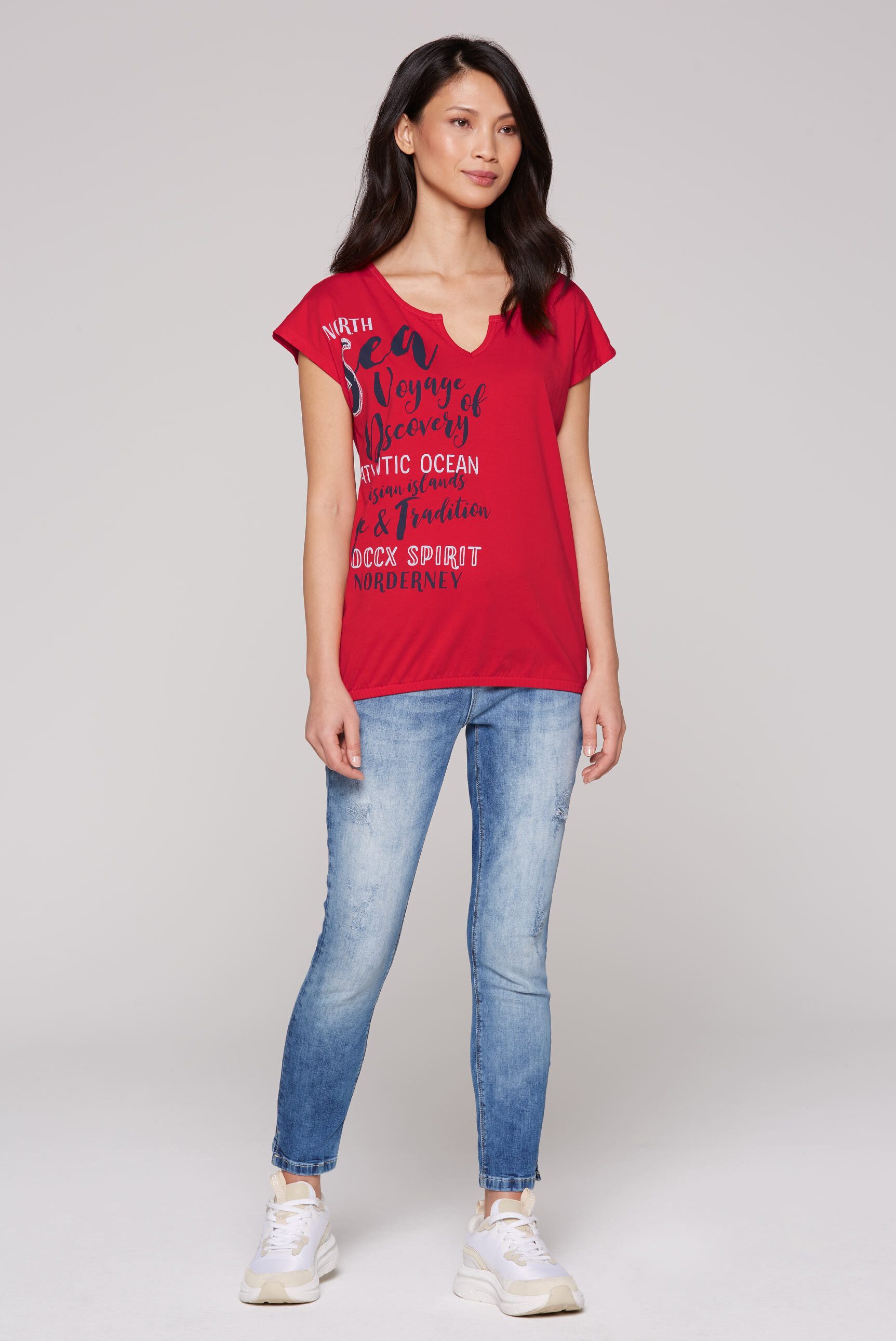 SOCCX Rundhalsshirt mit Gummizug im Saum