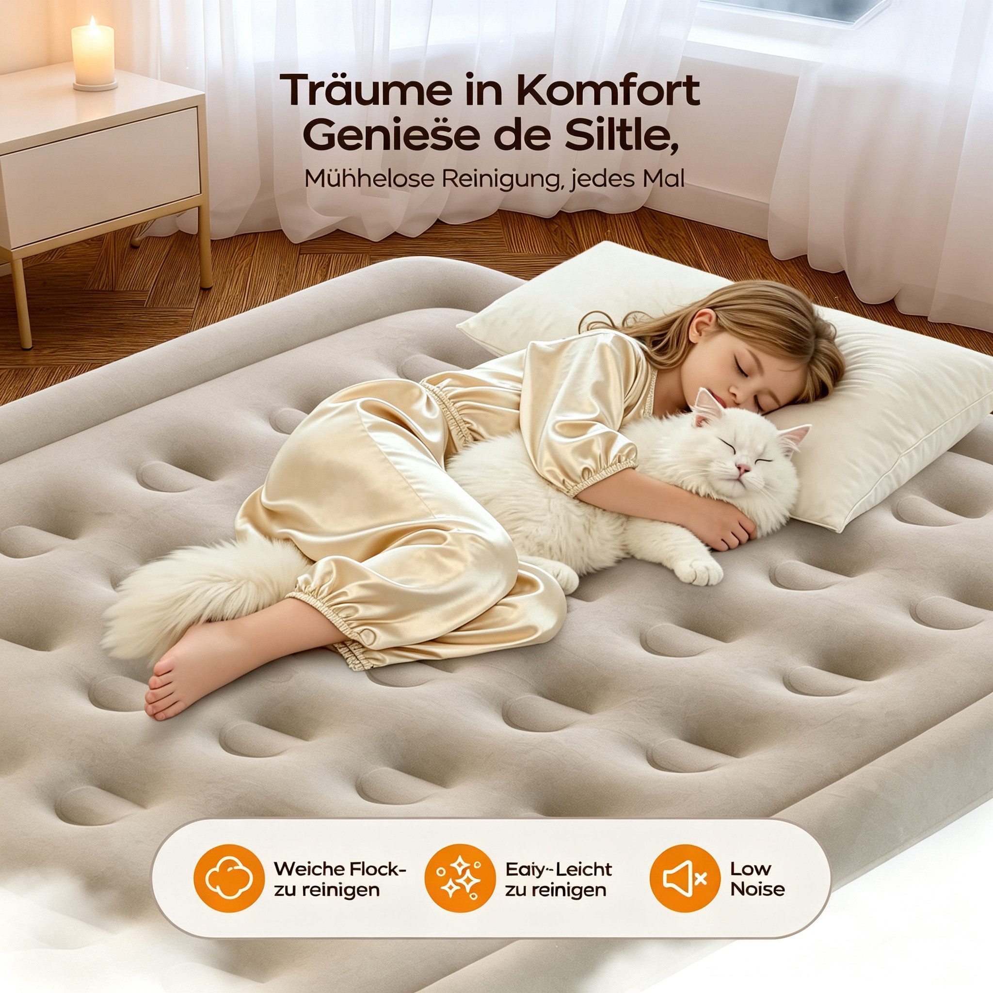 MC Star Luftmatratze Komfortable Luftmatratze 18″ hoch, bis 362 kg Tragkraft, (mit integrierter Pumpe, für Gäste, Camping & Zuhause, leise & pflegeleicht, platz – Bild 4 von 5