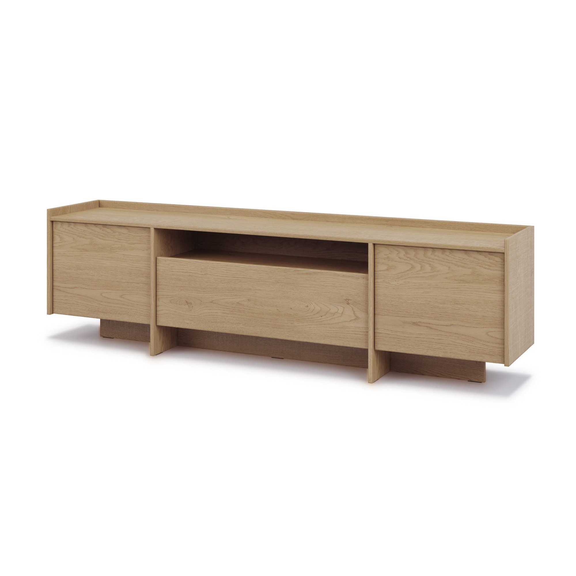 Beautysofa TV-Schrank JUNI mit 3 Türen und offener Ablage (Push-to-Open-Funktion, im Japandi-Stil)