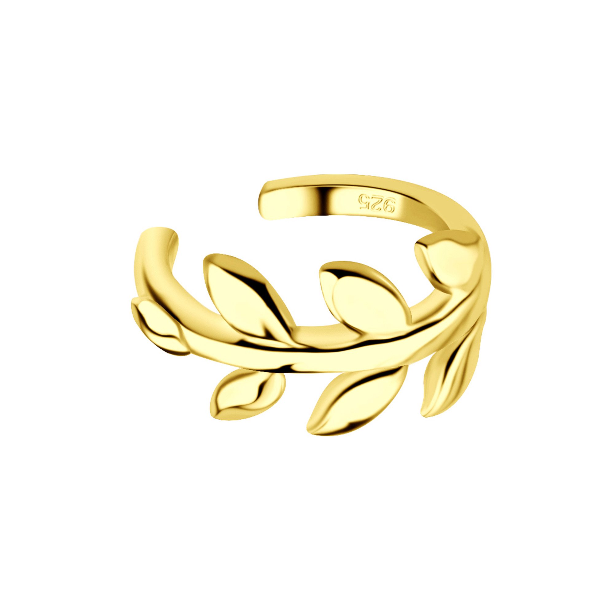 Ohrklemme 925 Silber 585 Gold Vergoldet Ohrklemme Blatt Ear Cuff Modern Ohrring